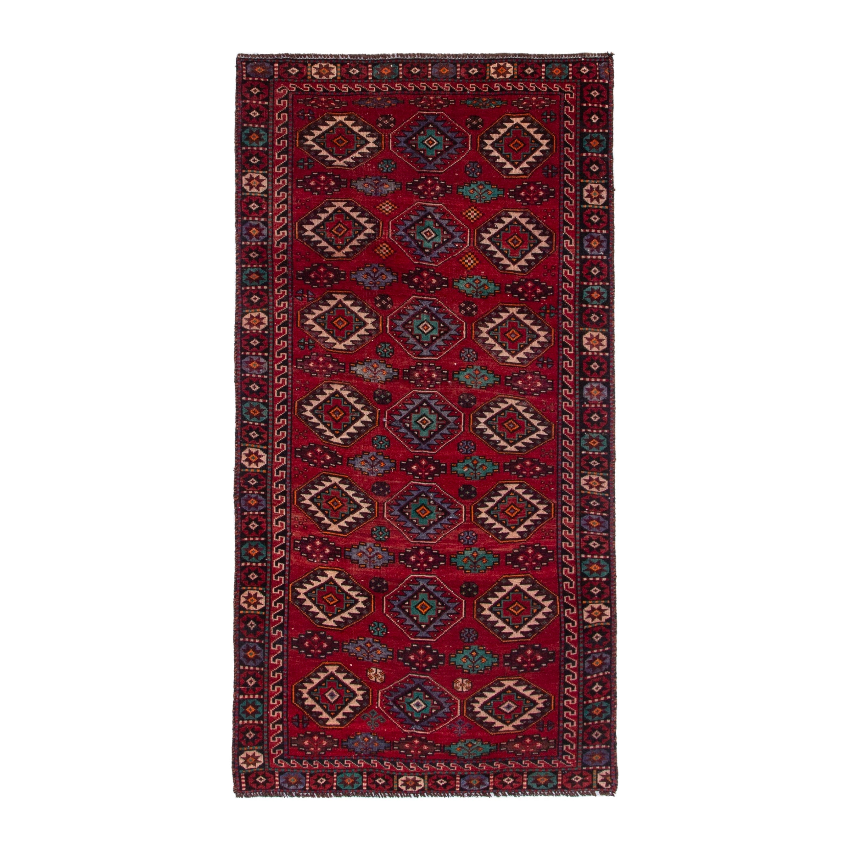 Persian Baluch area rug in deep red and burgundy, 3'5" x 6'9"