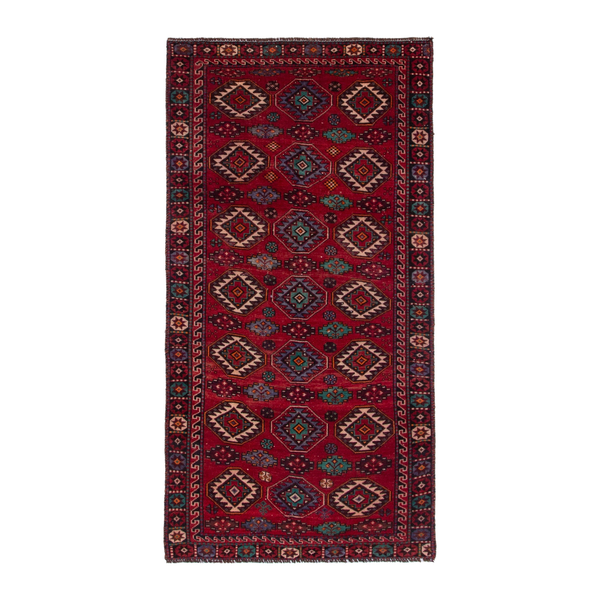 Persian Baluch area rug in deep red and burgundy, 3'5" x 6'9"