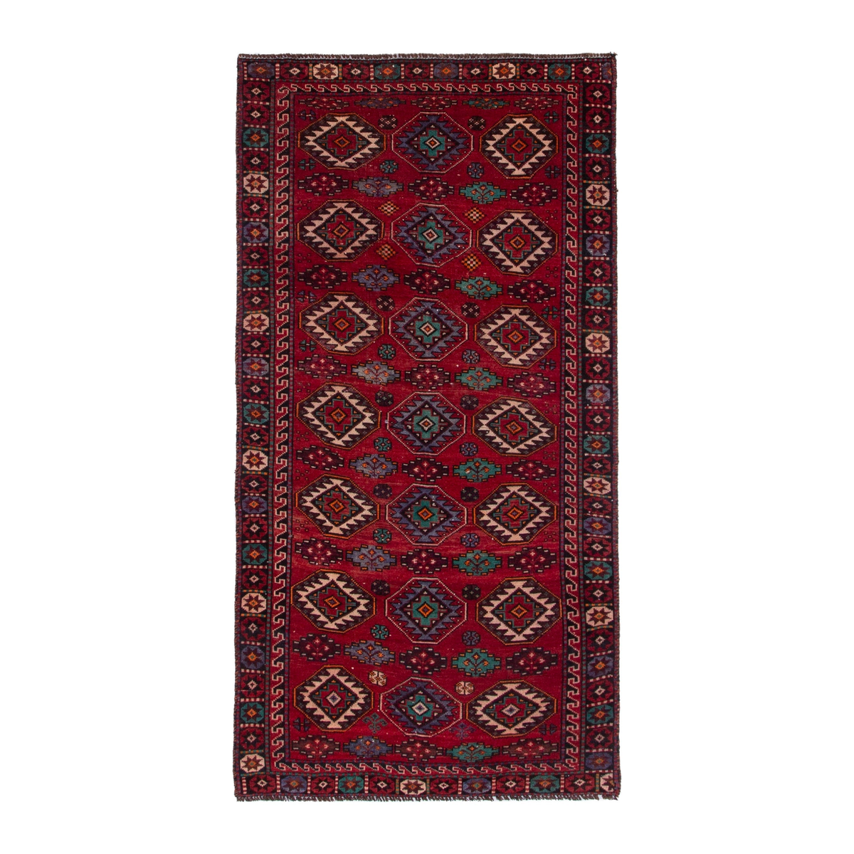 Persian Baluch area rug in deep red and burgundy, 3'5" x 6'9"