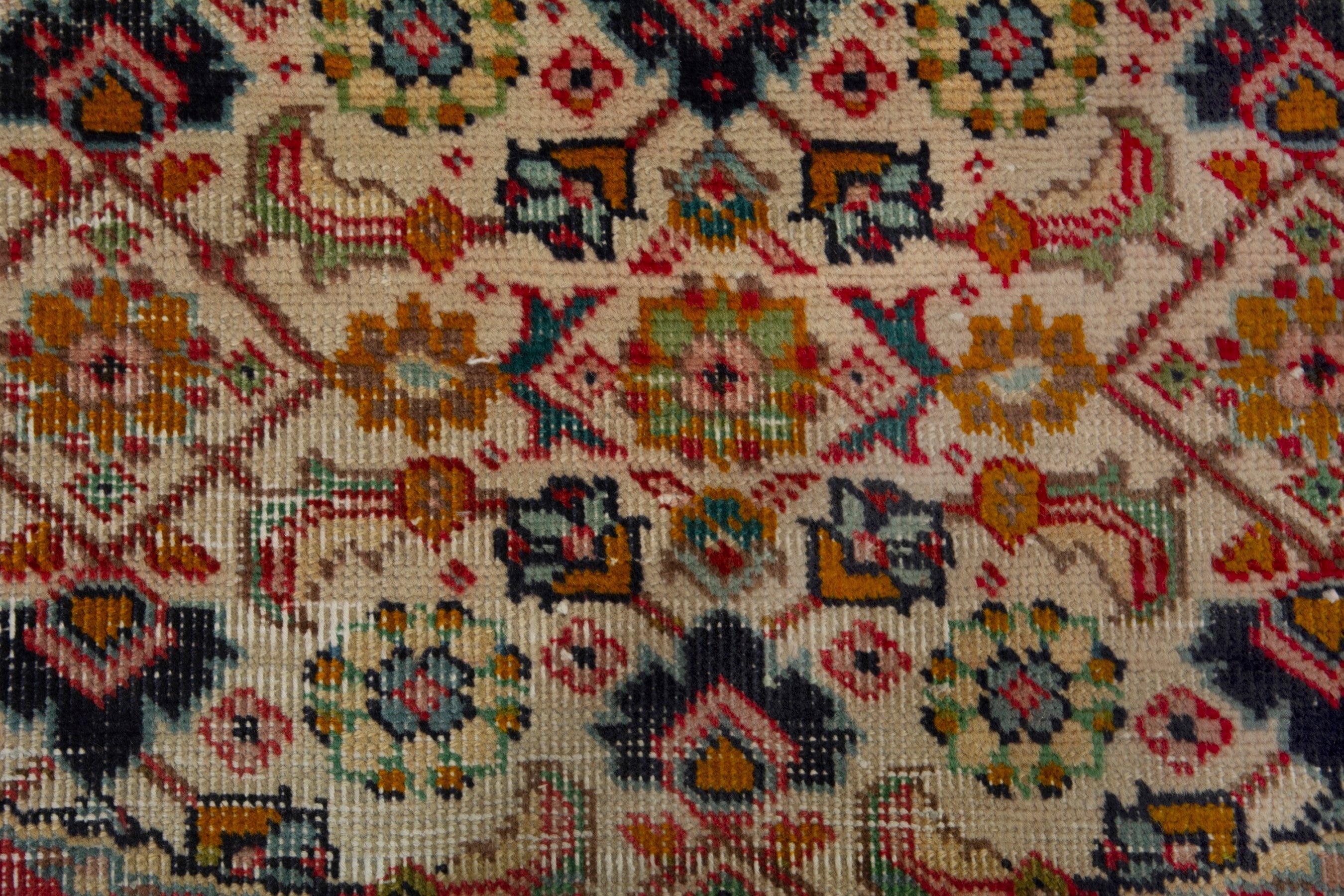 Persian Tabriz accent rug in cream and deep red, view 11 of 18