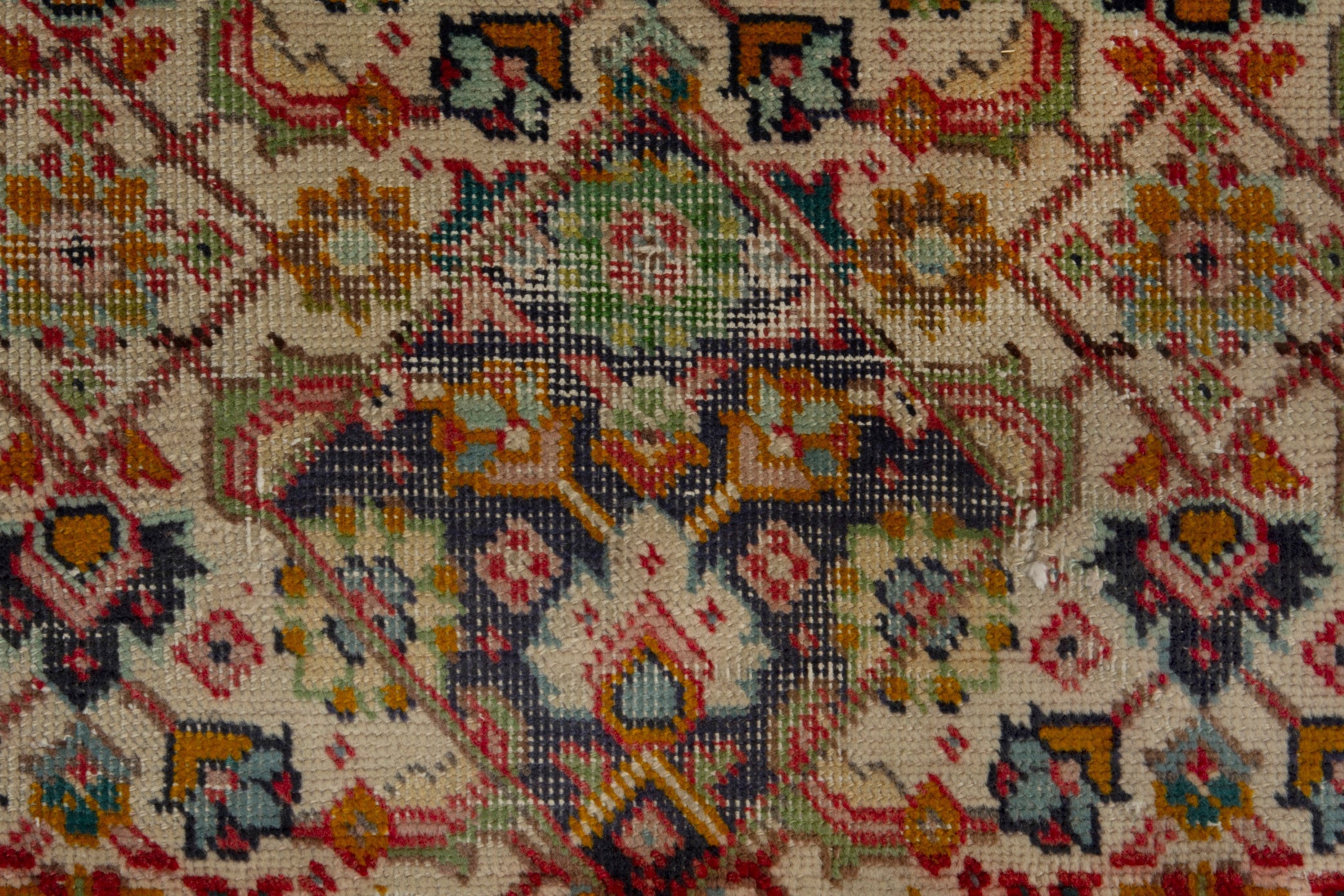 Persian Tabriz accent rug in cream and deep red, view 12 of 18