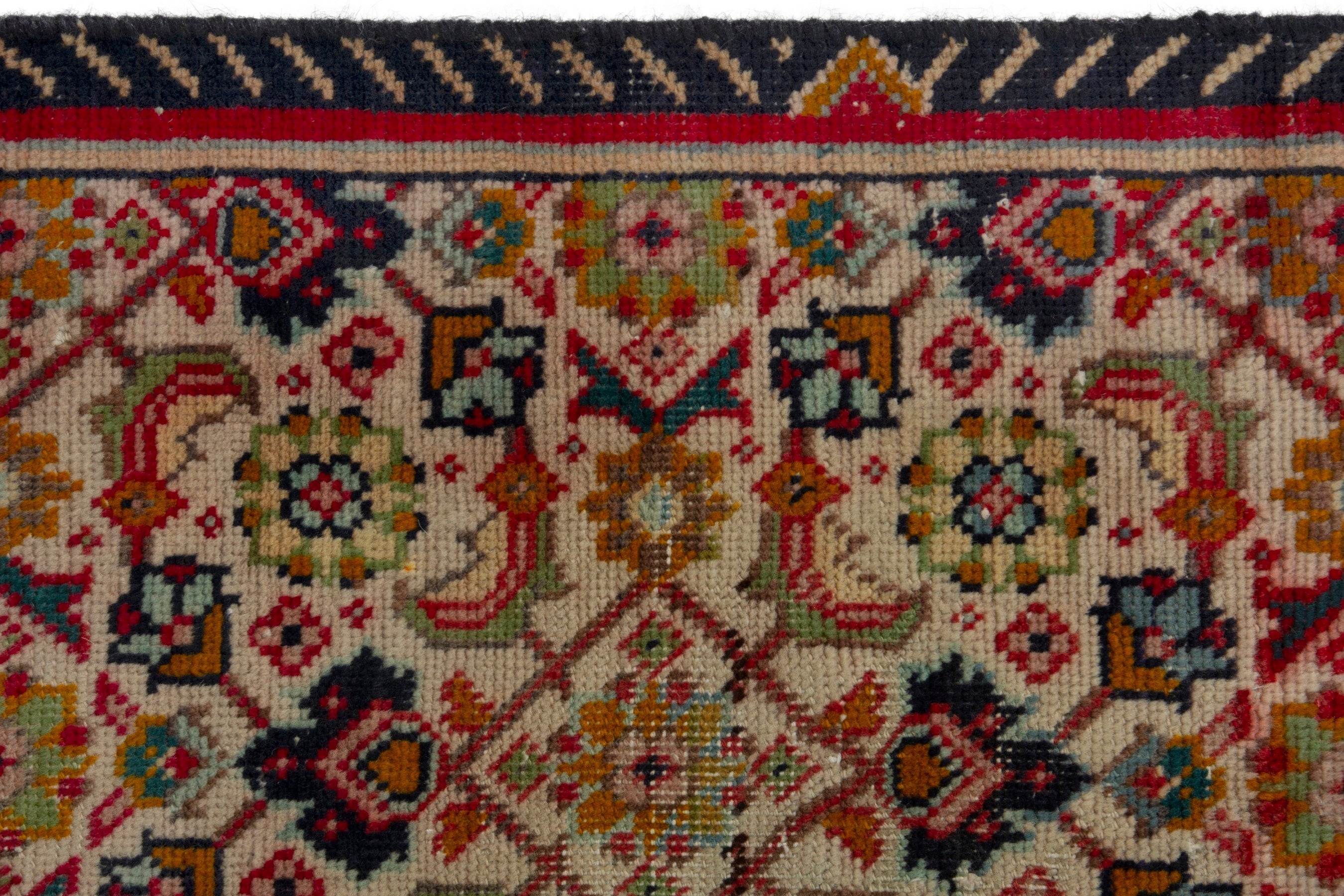 Persian Tabriz accent rug in cream and deep red, view 14 of 18