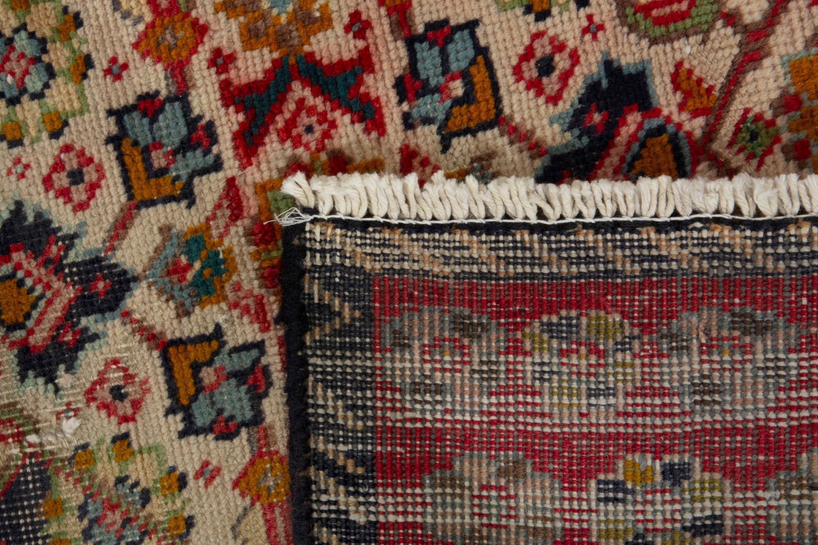 Persian Tabriz accent rug in cream and deep red, view 18 of 18