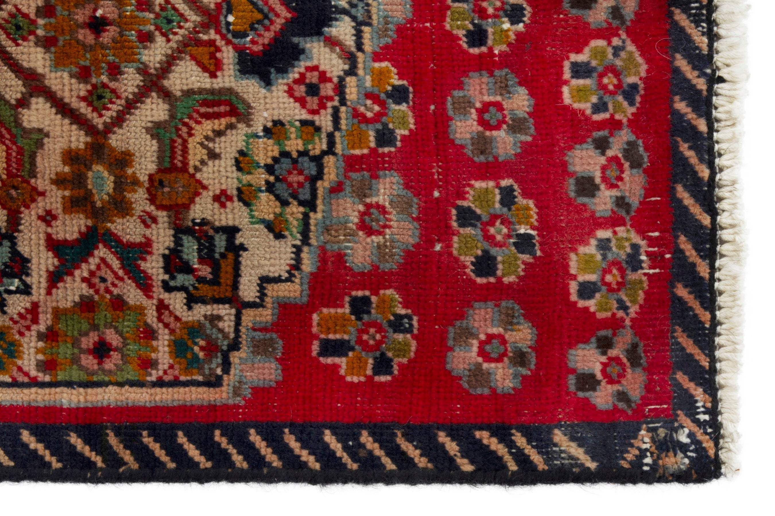 Persian Tabriz accent rug in cream and deep red, view 10 of 18