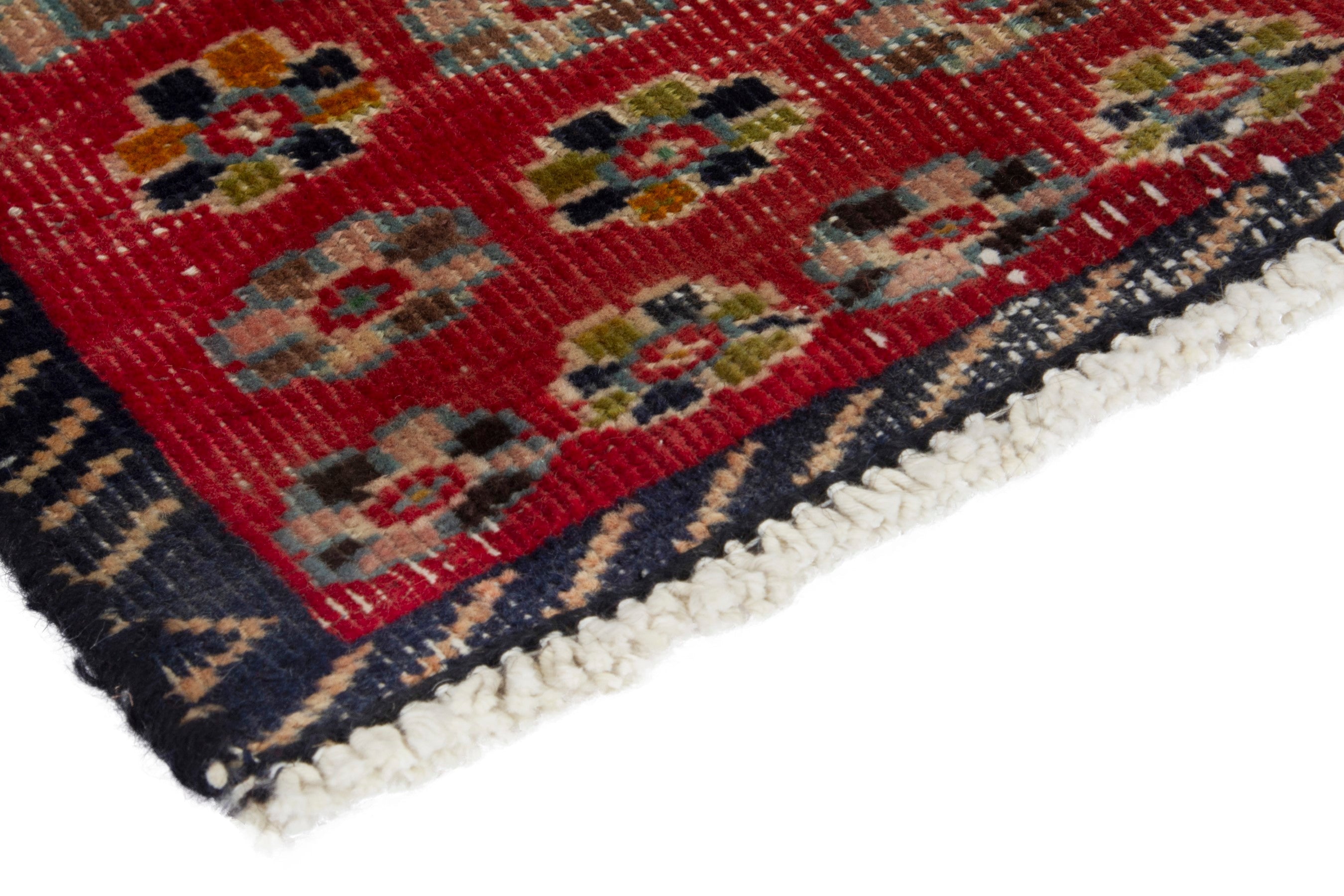 Persian Tabriz accent rug in cream and deep red, view 4 of 18