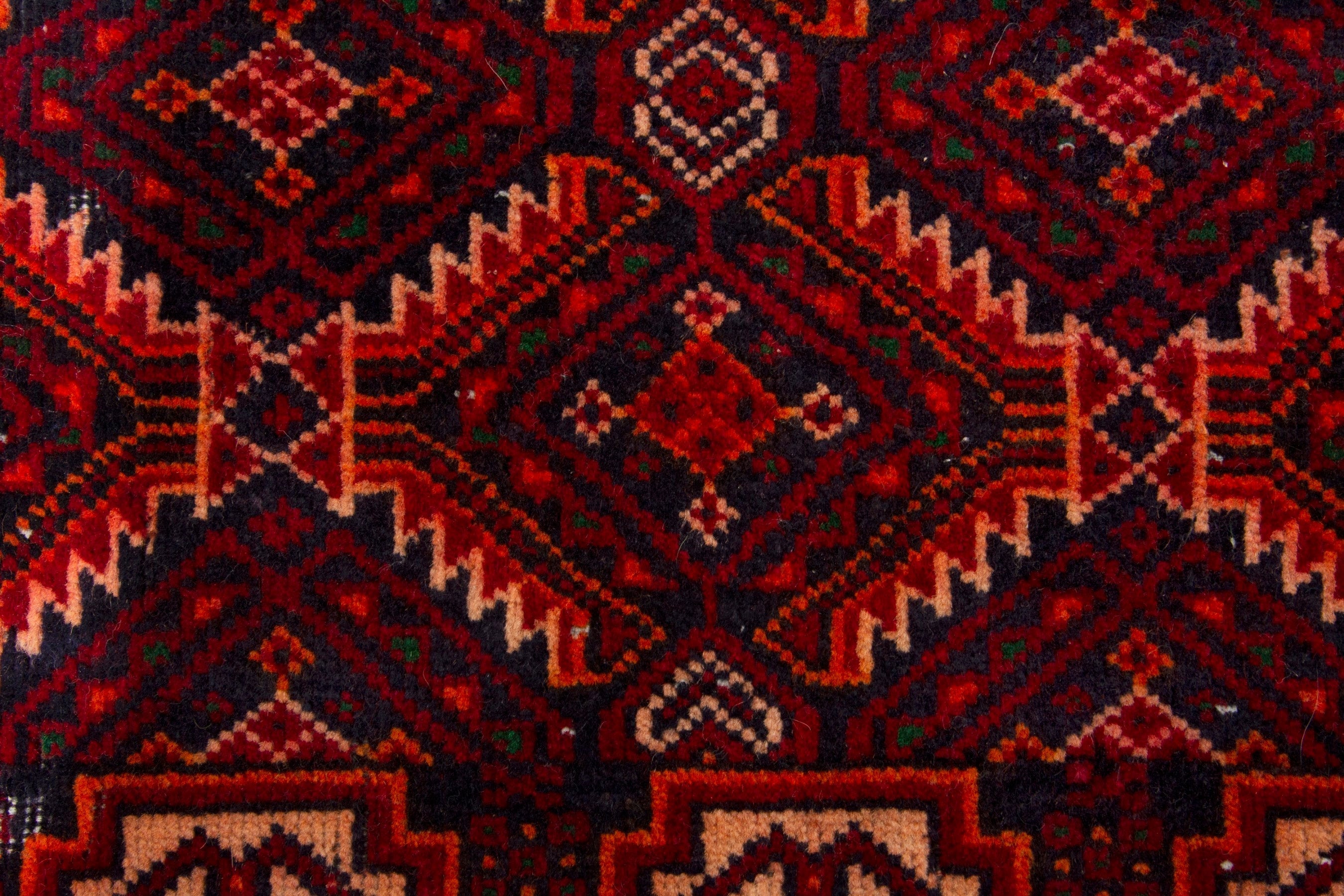 Persian Baluch accent rug in burgundy and deep red, view 11 of 17