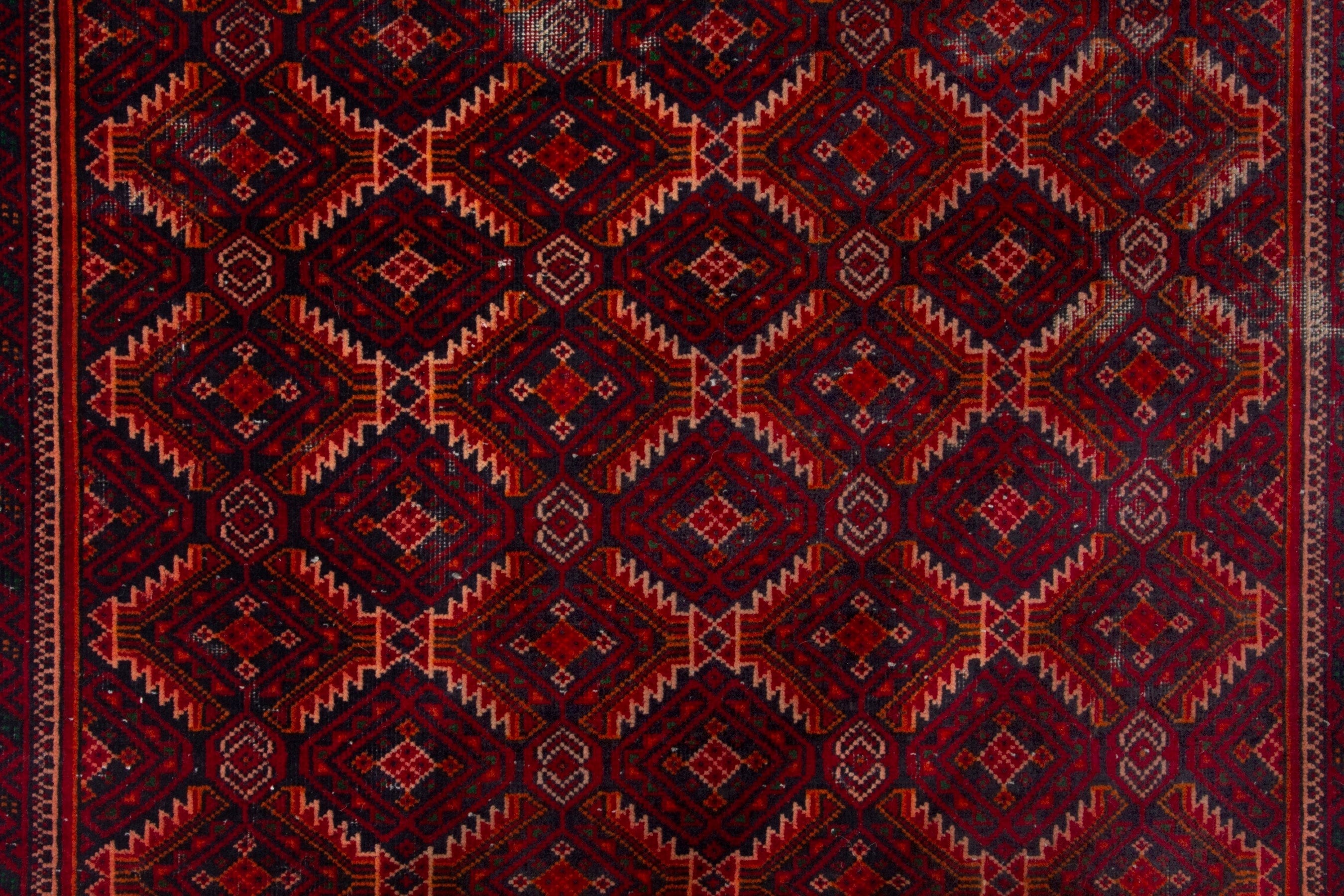 Persian Baluch accent rug in burgundy and deep red, view 12 of 17