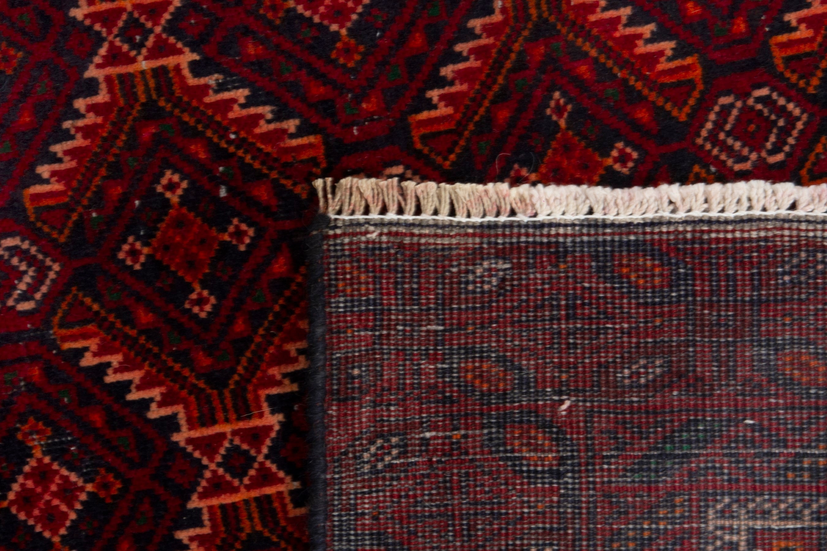 Persian Baluch accent rug in burgundy and deep red, view 17 of 17