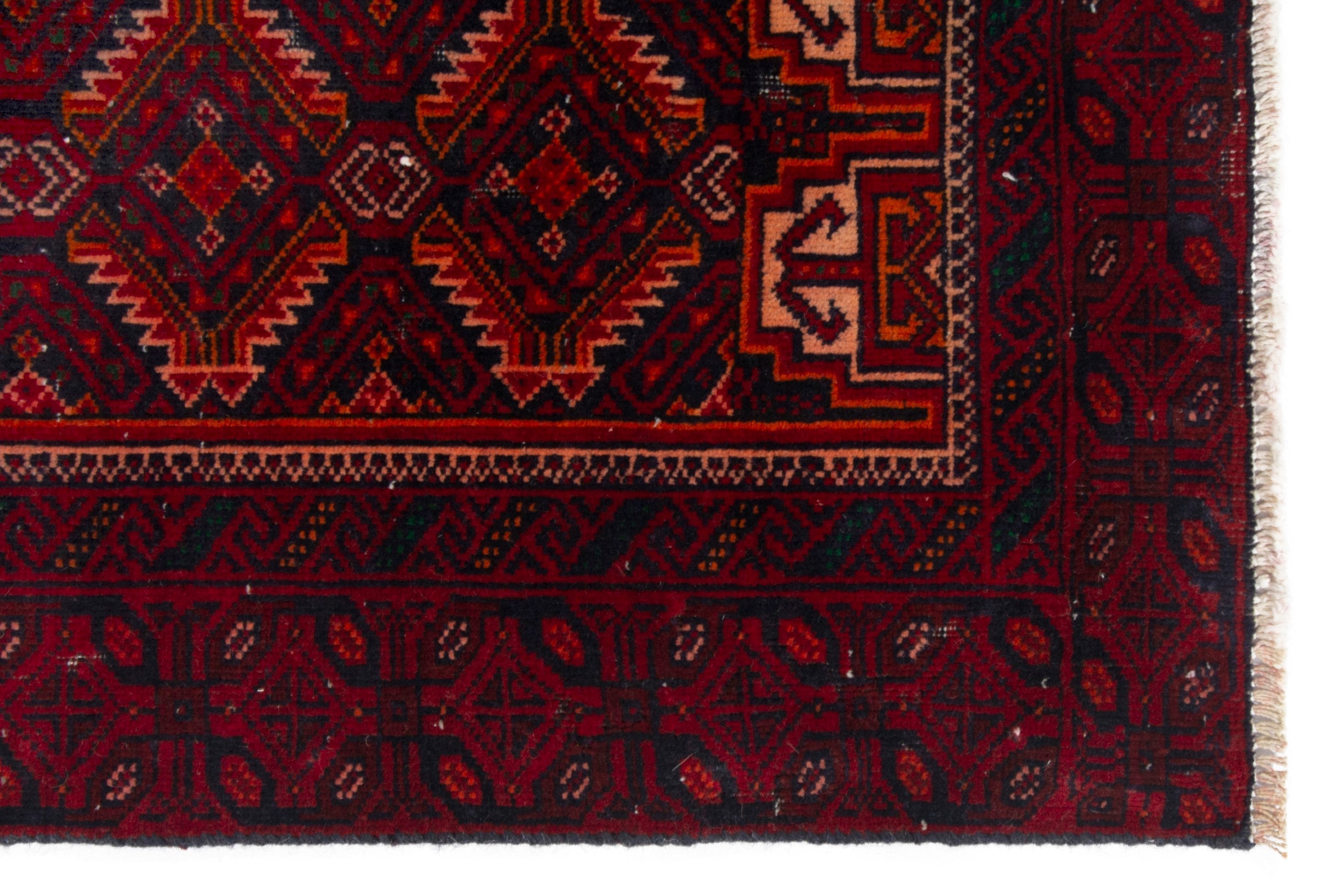 Persian Baluch accent rug in burgundy and deep red, view 10 of 17