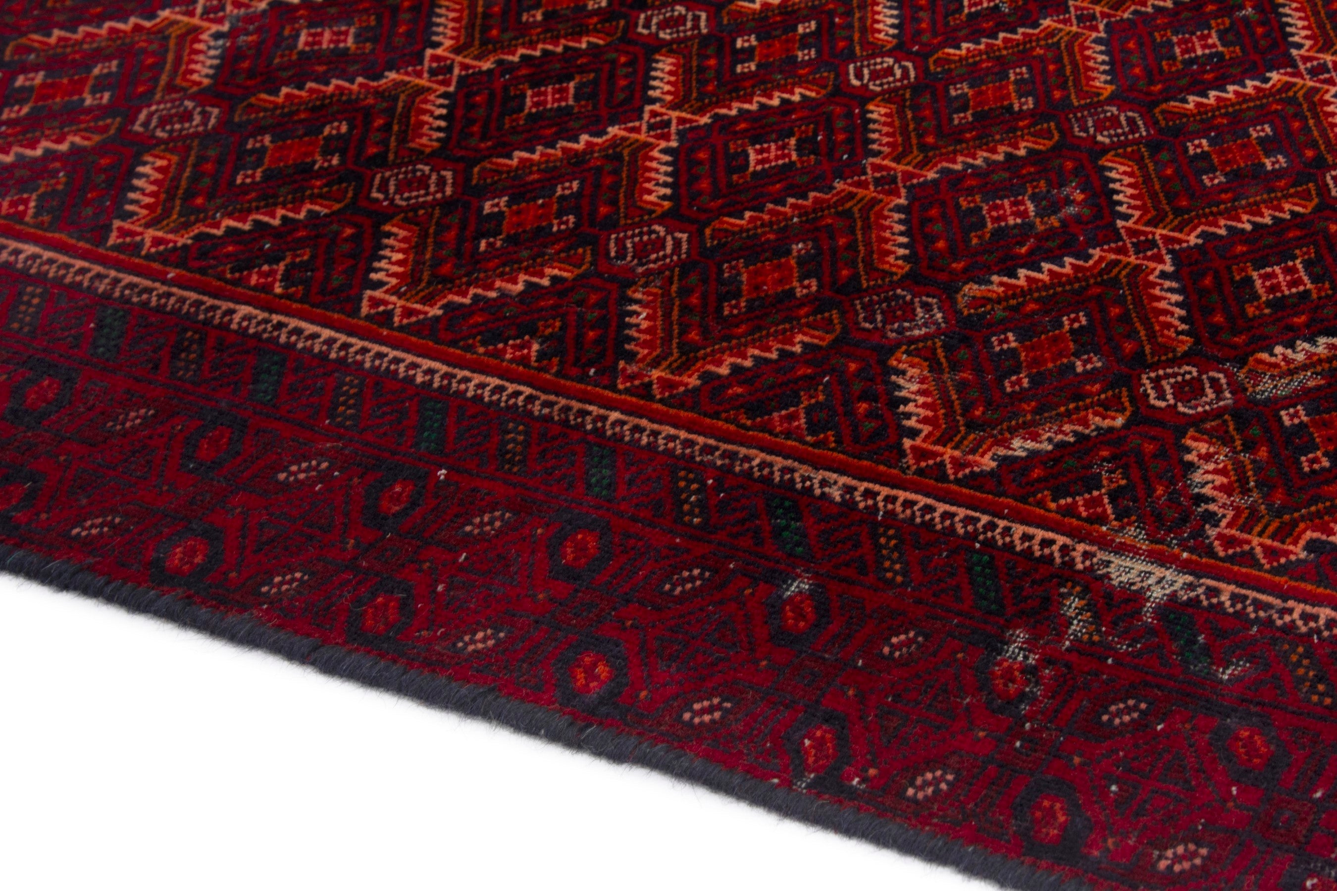 Persian Baluch accent rug in burgundy and deep red, view 5 of 17