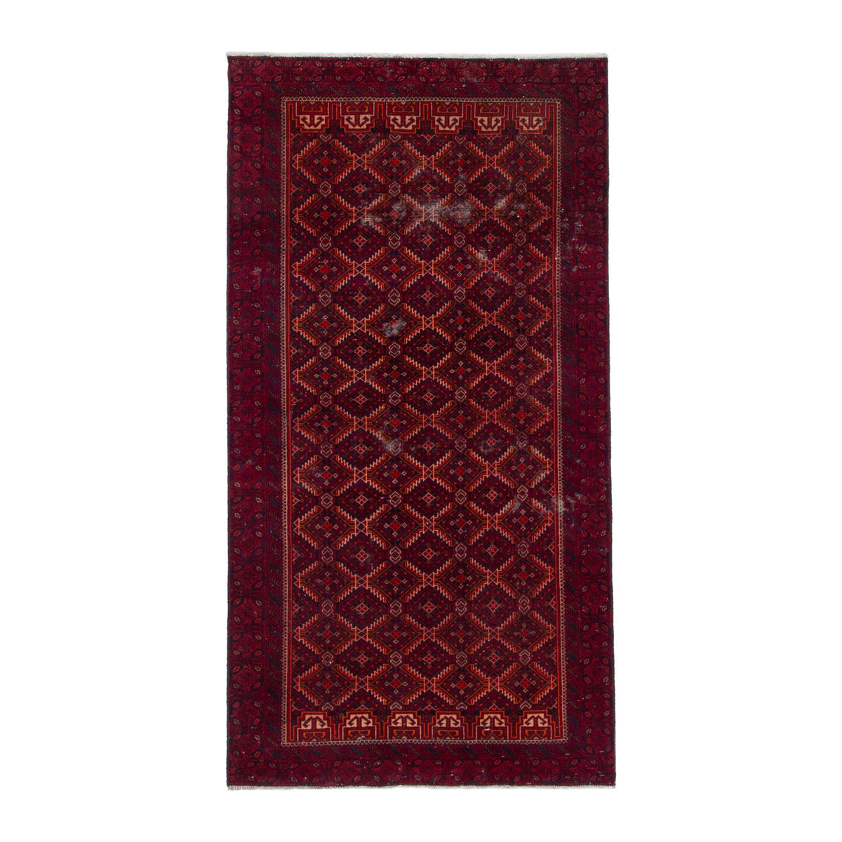 Persian Baluch accent rug in burgundy and deep red, 3'3" x 6'5"