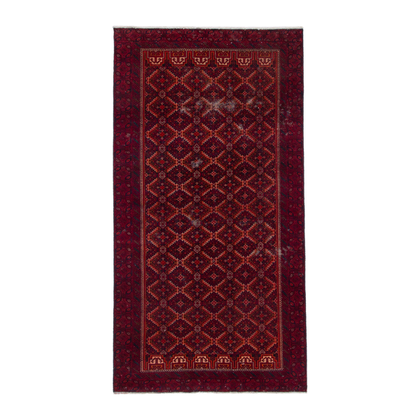 Persian Baluch accent rug in burgundy and deep red, 3'3" x 6'5"