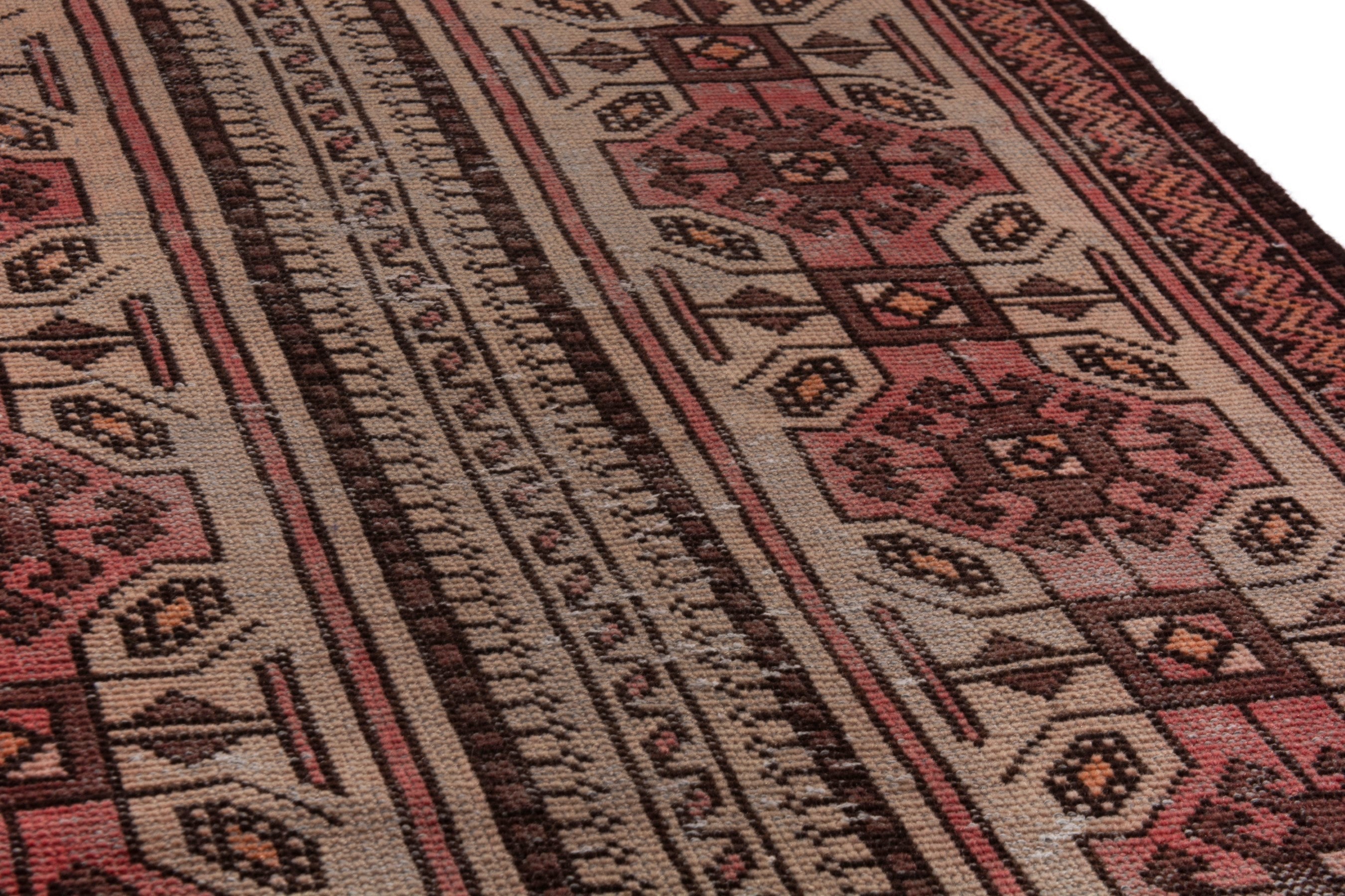 Persian Baluch accent rug in deep red and cream, view 8 of 18