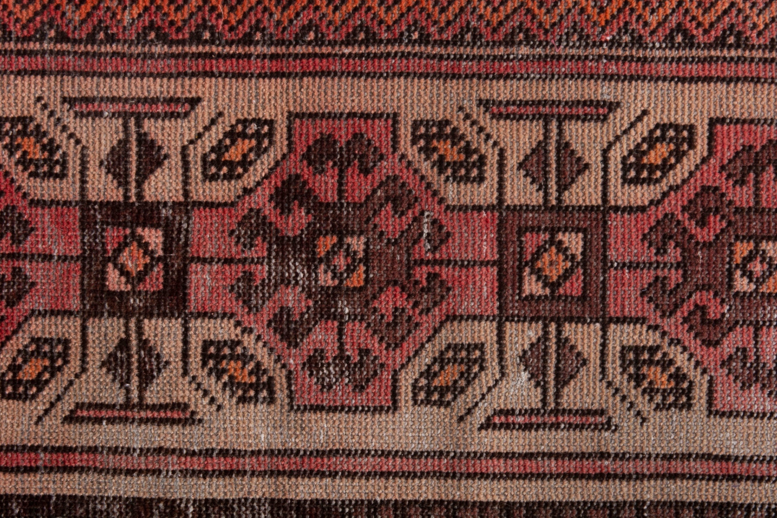 Persian Baluch accent rug in deep red and cream, view 12 of 18