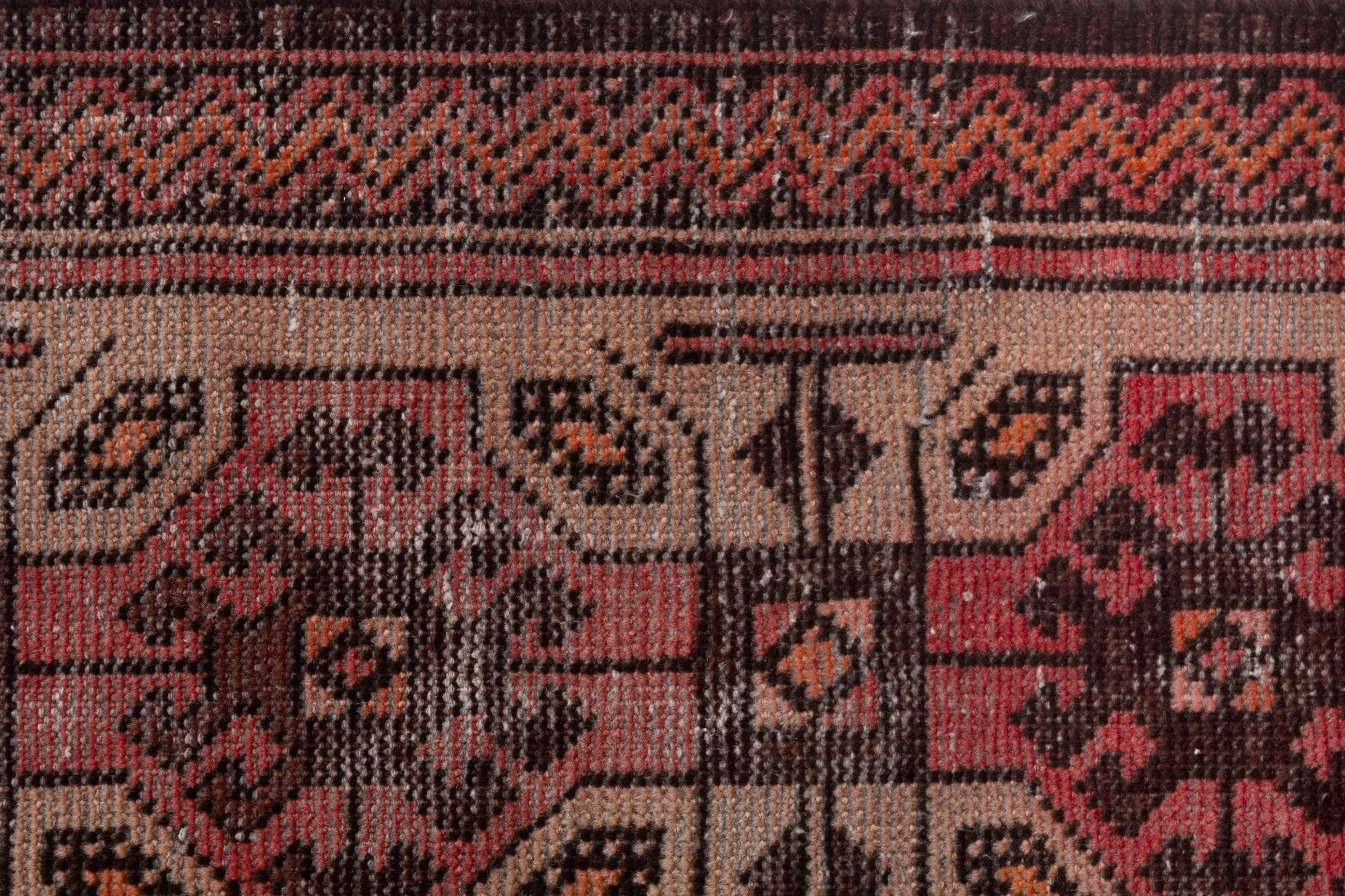 Persian Baluch accent rug in deep red and cream, view 14 of 18