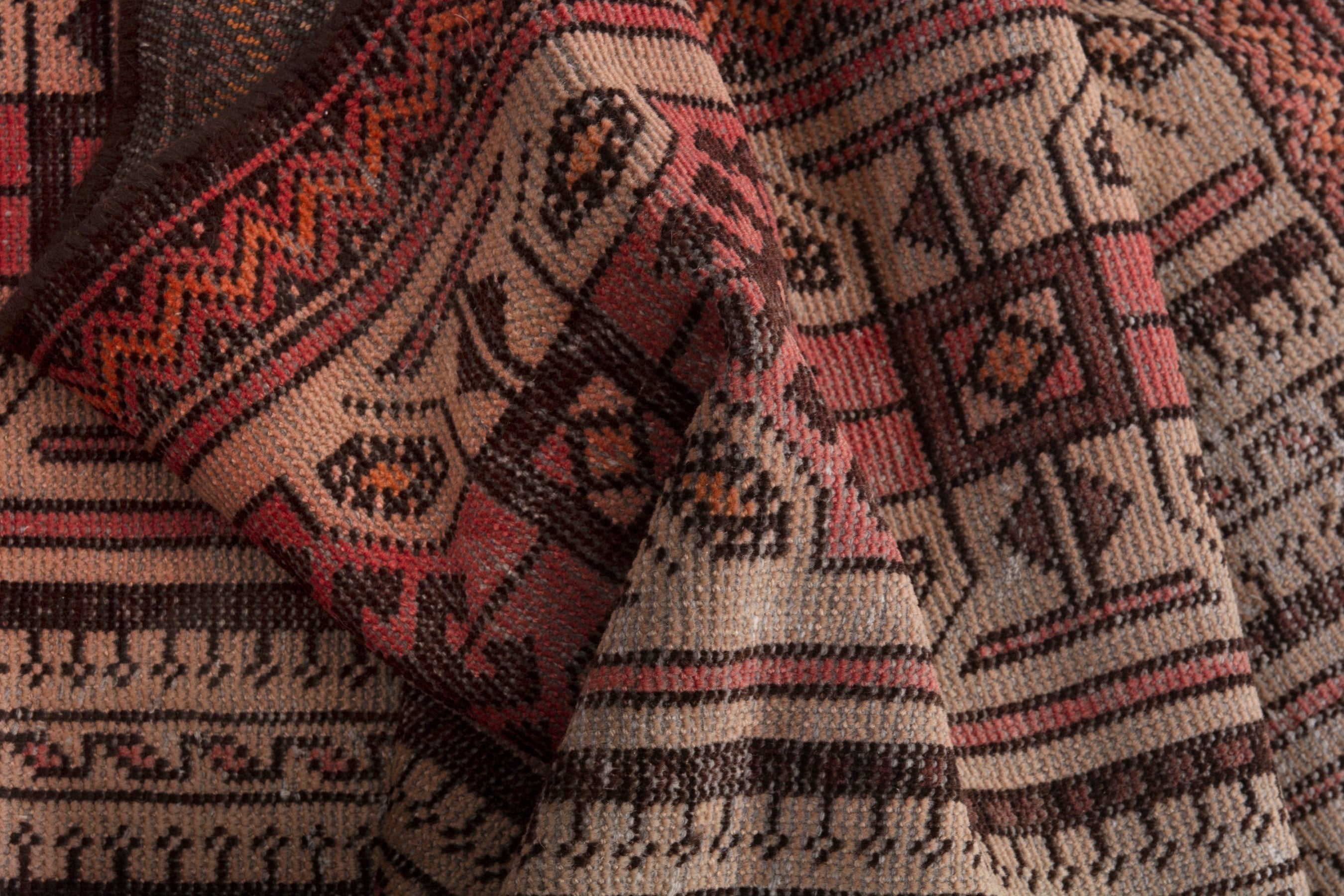 Persian Baluch accent rug in deep red and cream, view 15 of 18