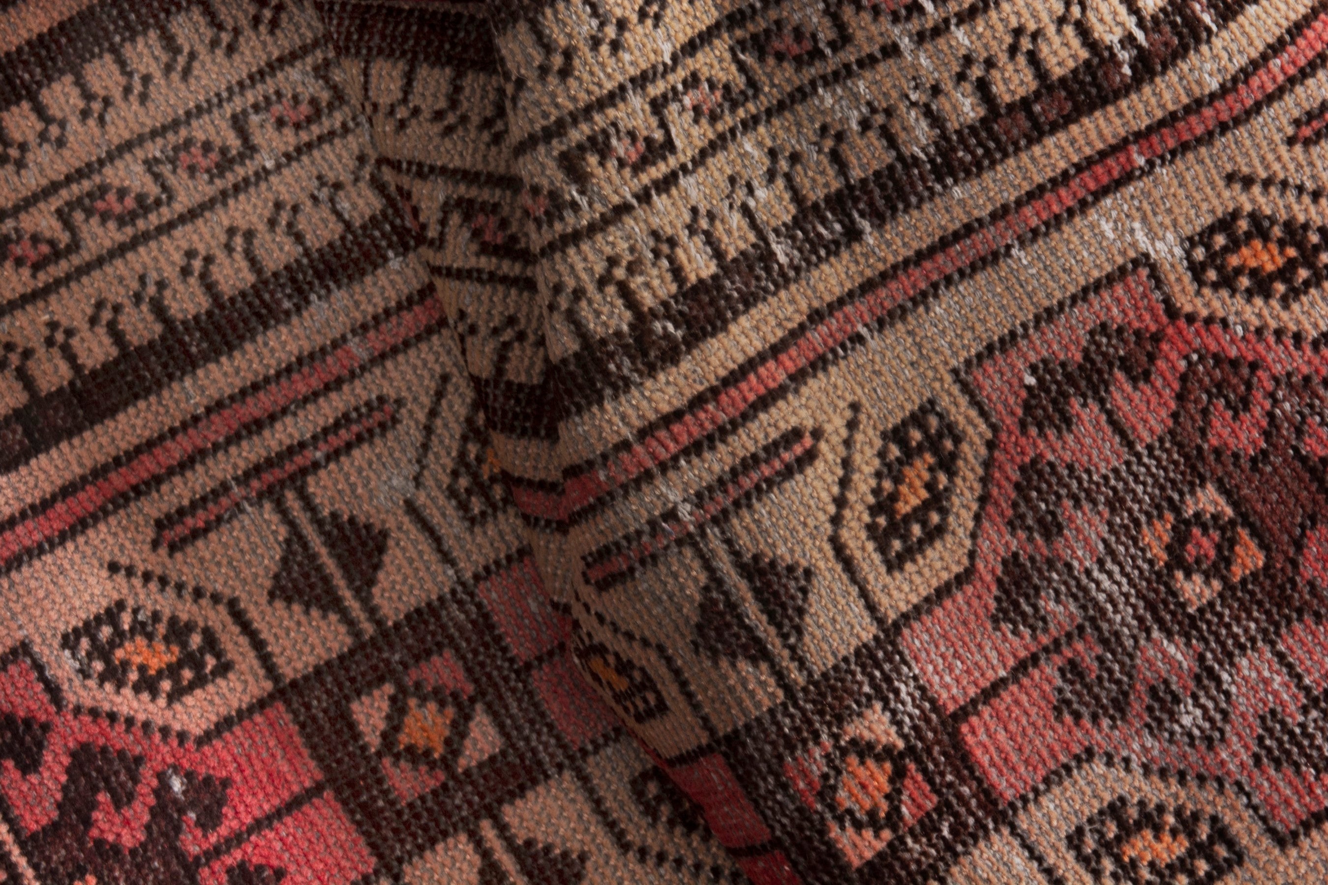 Persian Baluch accent rug in deep red and cream, view 16 of 18