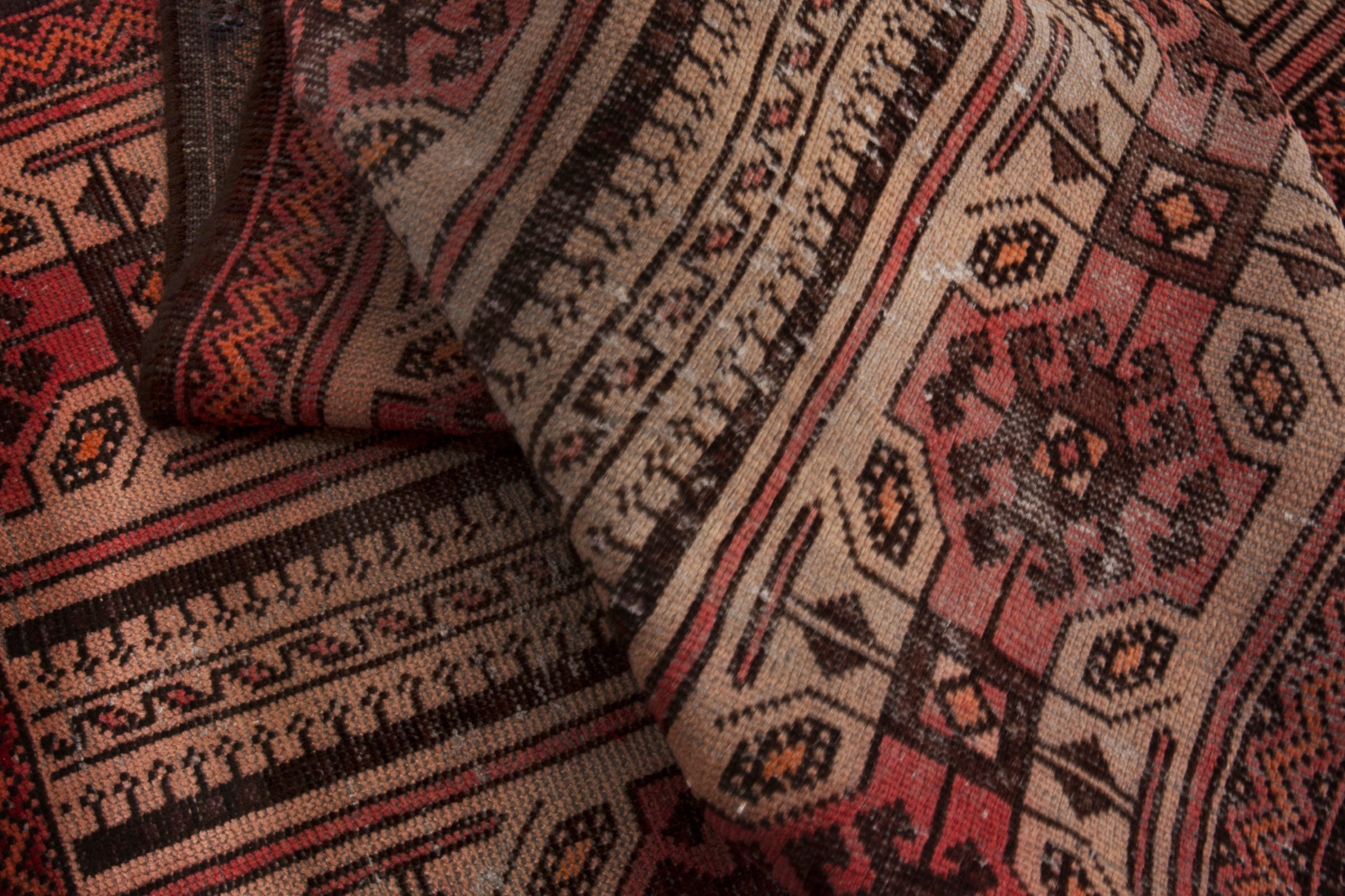 Persian Baluch accent rug in deep red and cream, view 17 of 18