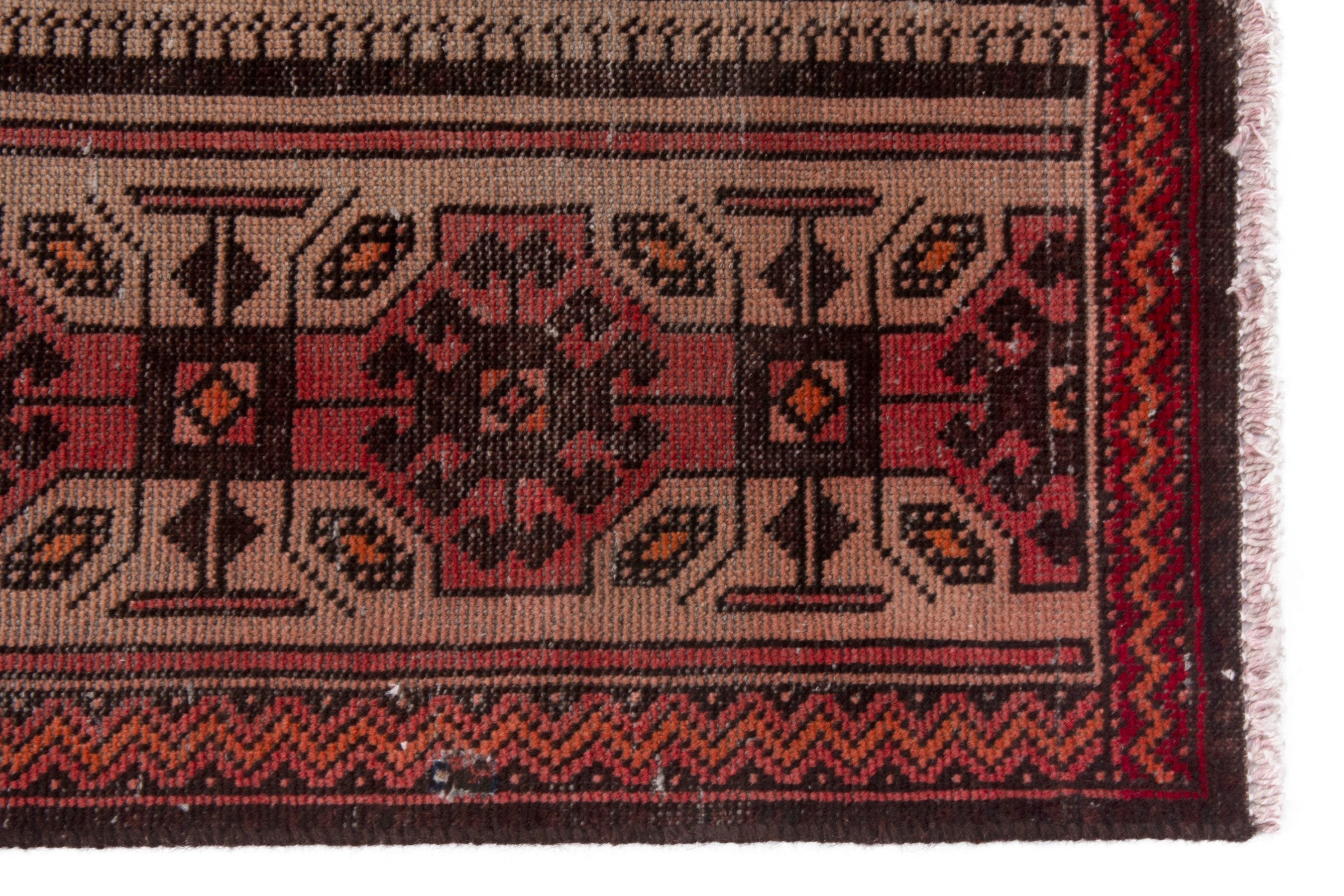 Persian Baluch accent rug in deep red and cream, view 10 of 18