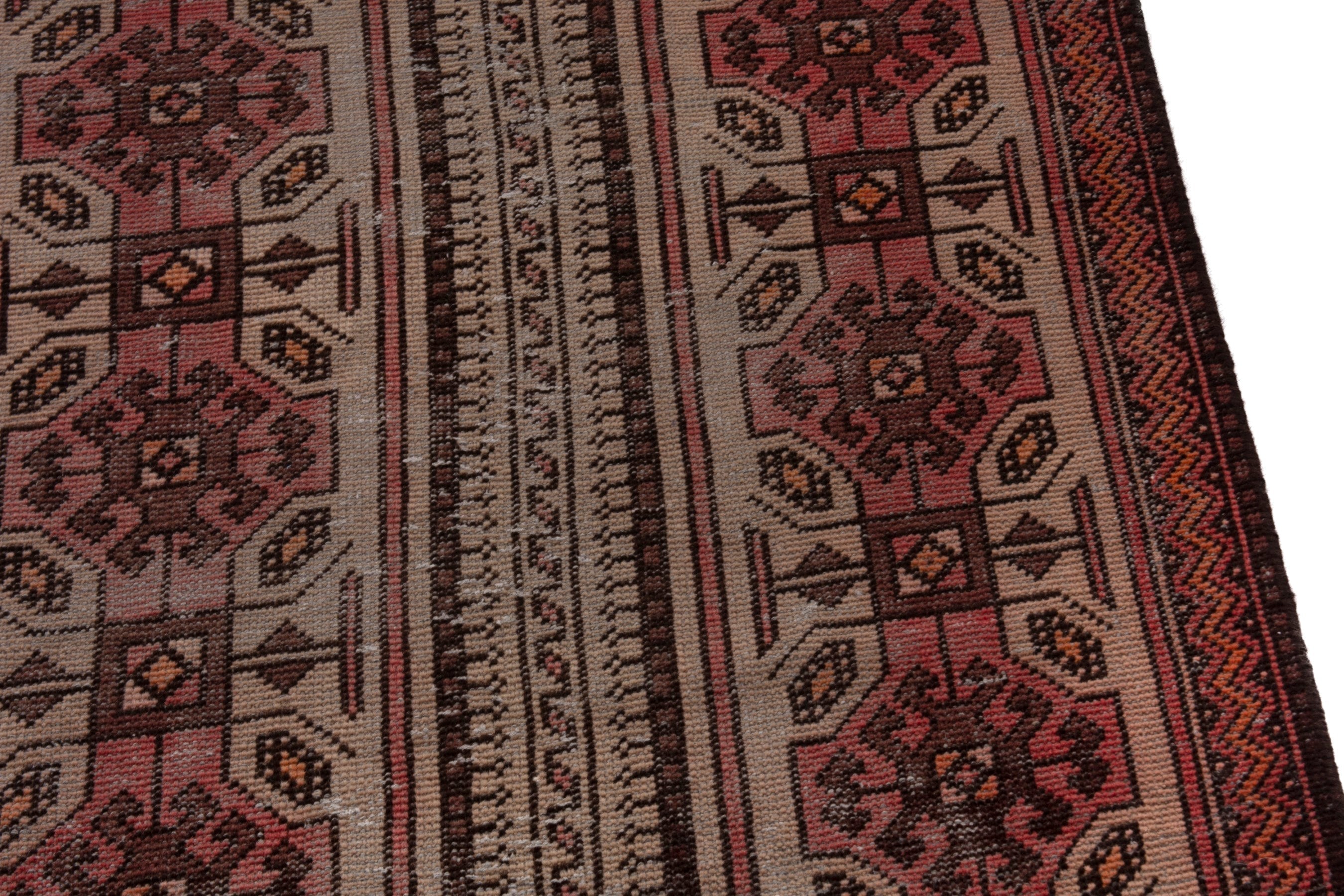 Persian Baluch accent rug in deep red and cream, view 9 of 18