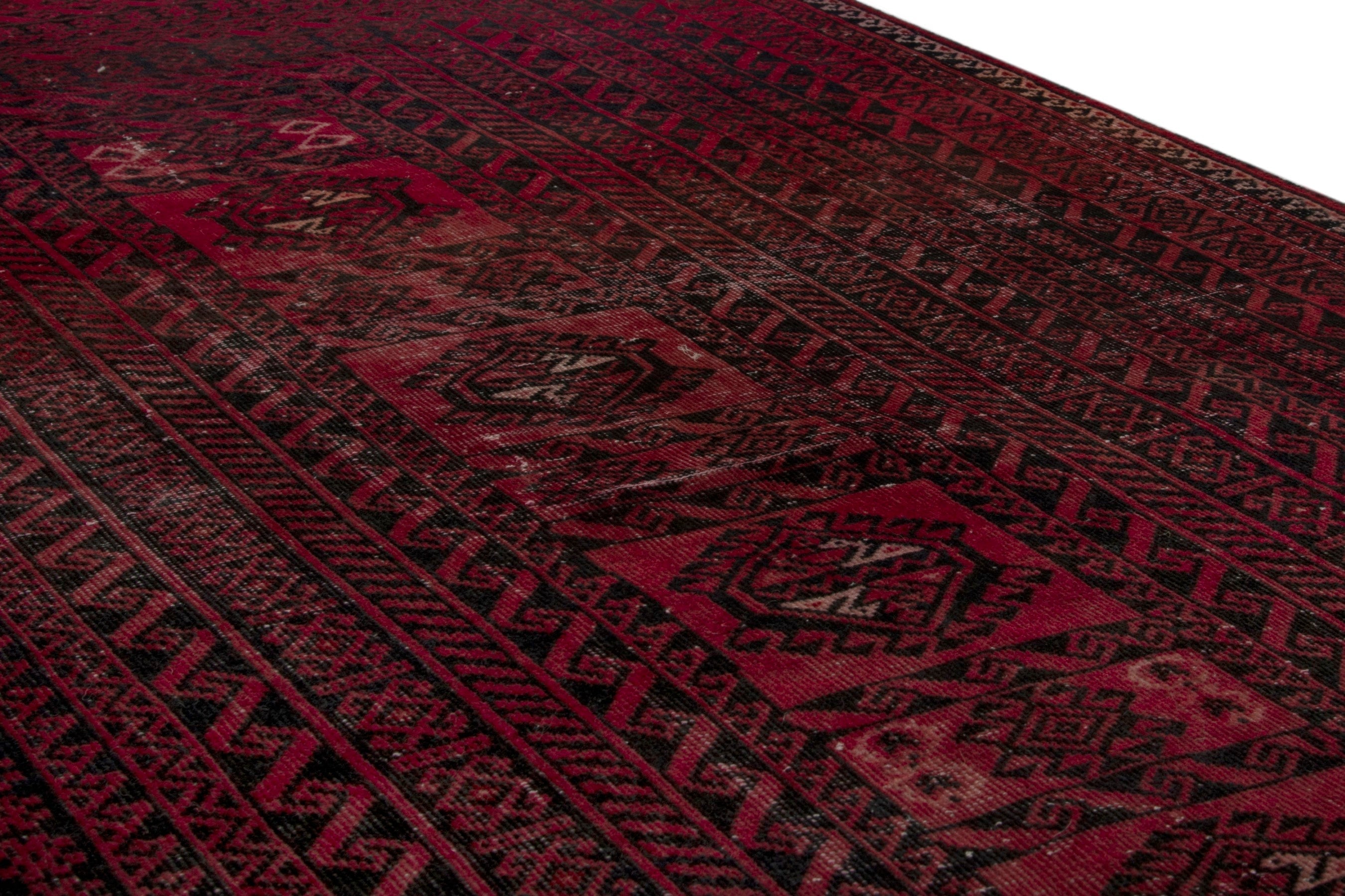 Persian Baluch area rug in burgundy and deep red, view 8 of 18