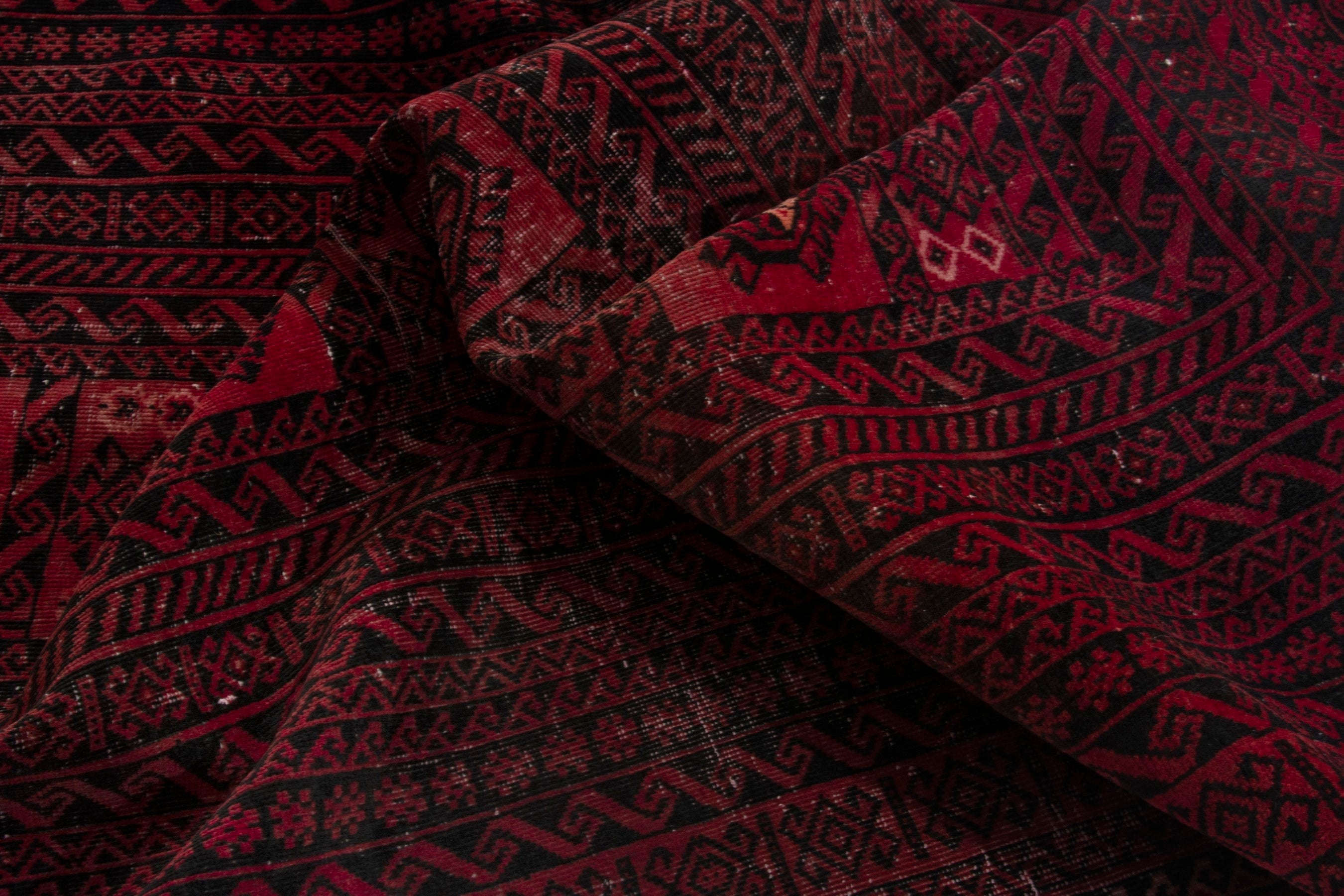 Persian Baluch area rug in burgundy and deep red, view 15 of 18