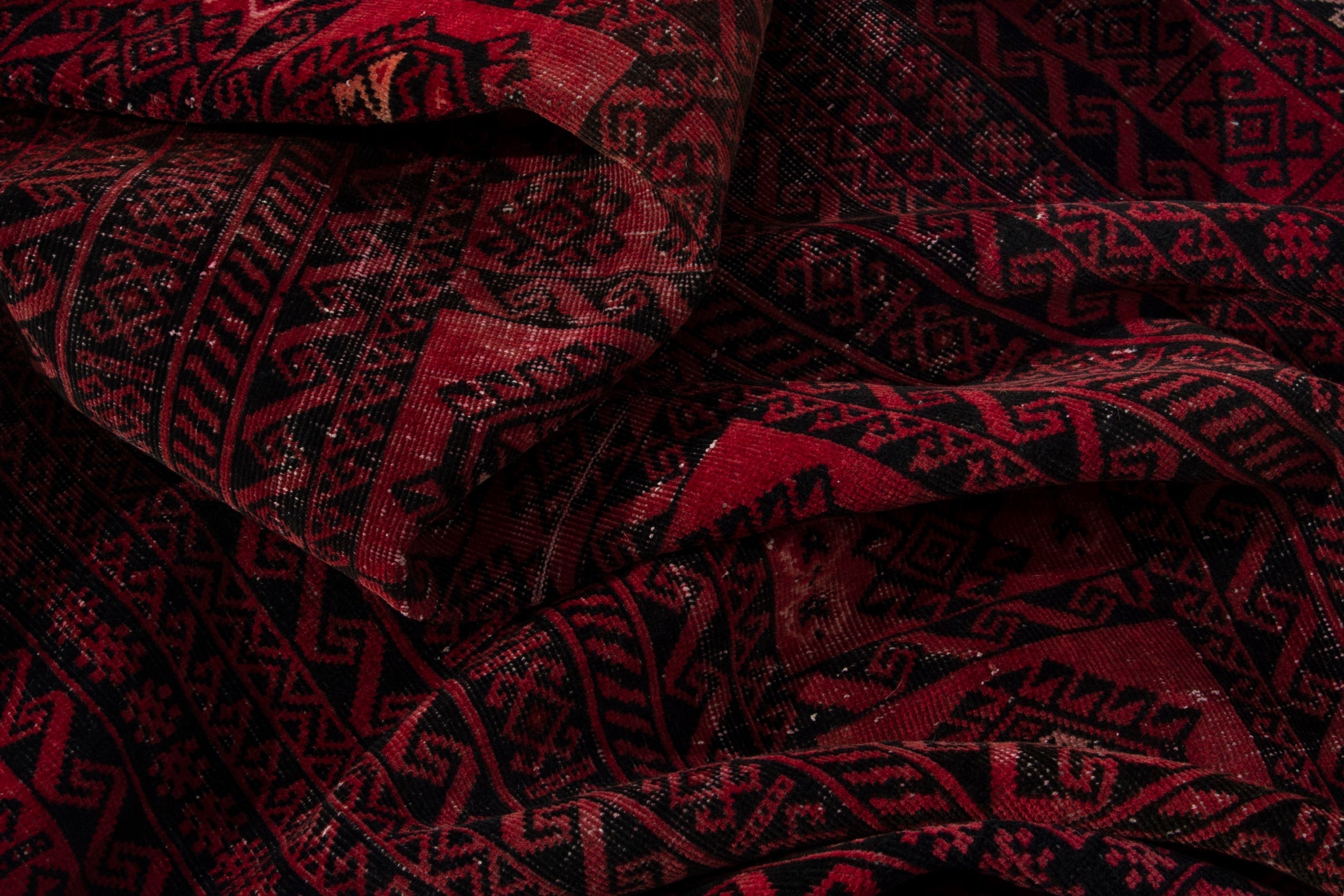 Persian Baluch area rug in burgundy and deep red, view 17 of 18