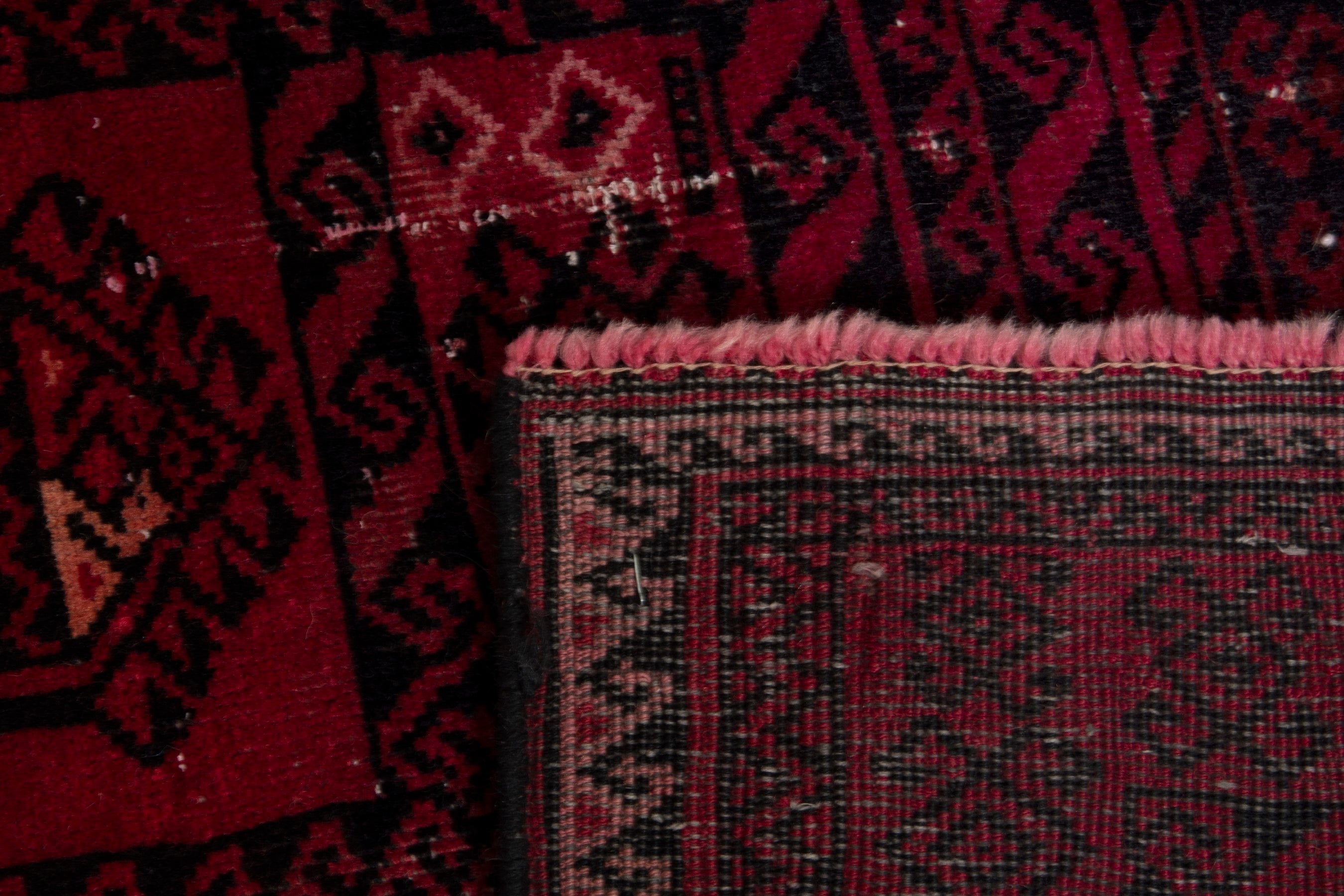 Persian Baluch area rug in burgundy and deep red, view 18 of 18
