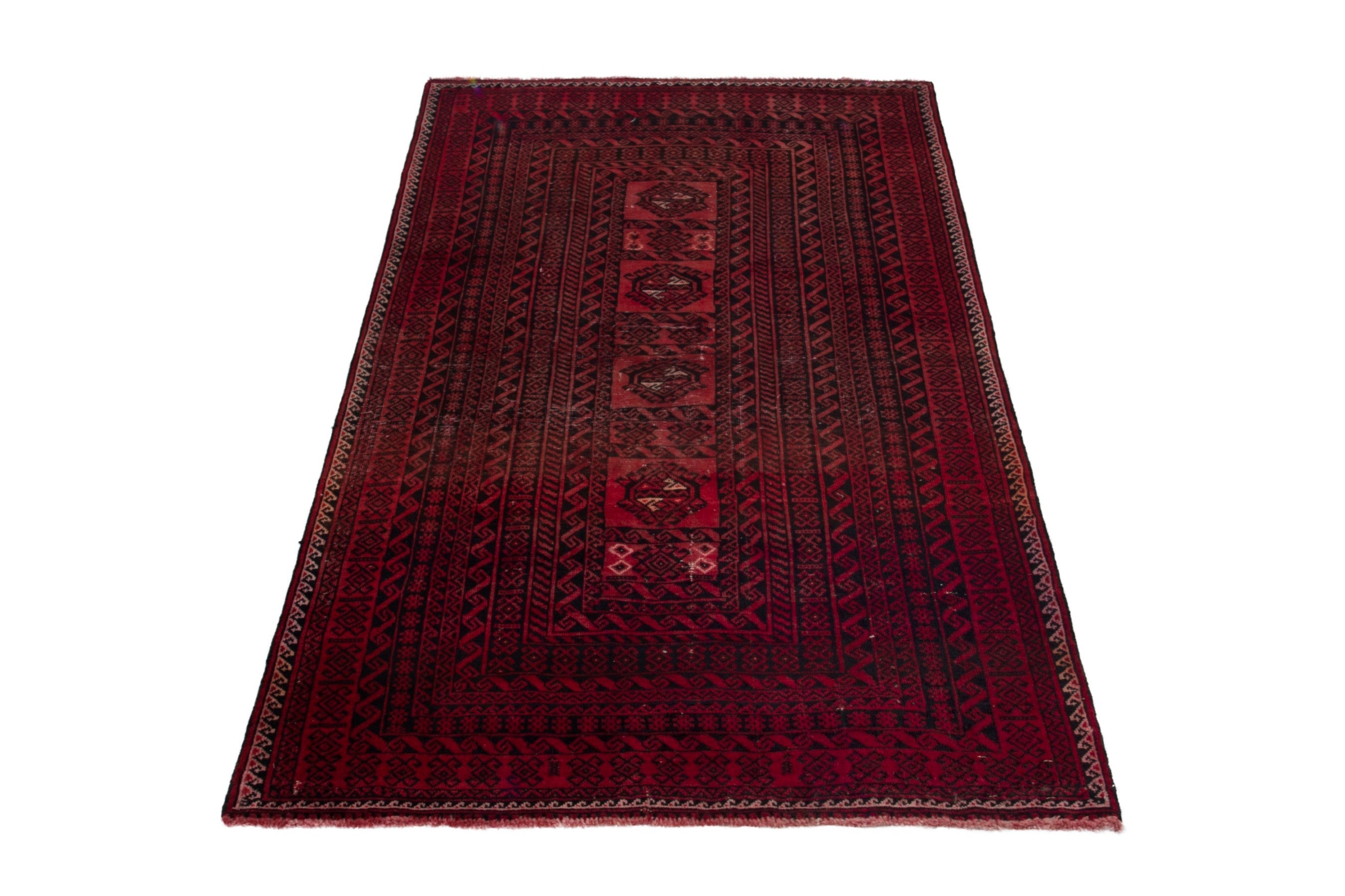 Persian Baluch area rug in burgundy and deep red, view 2 of 18