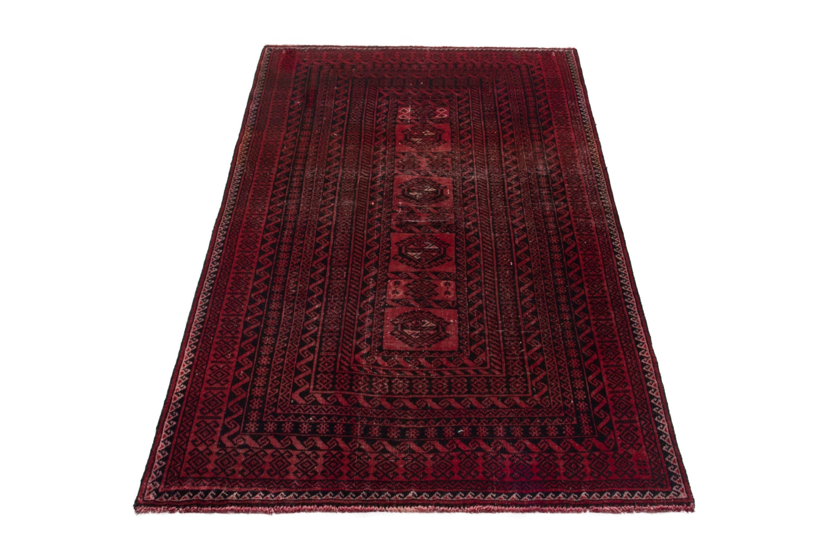 Persian Baluch area rug in burgundy and deep red, view 3 of 18