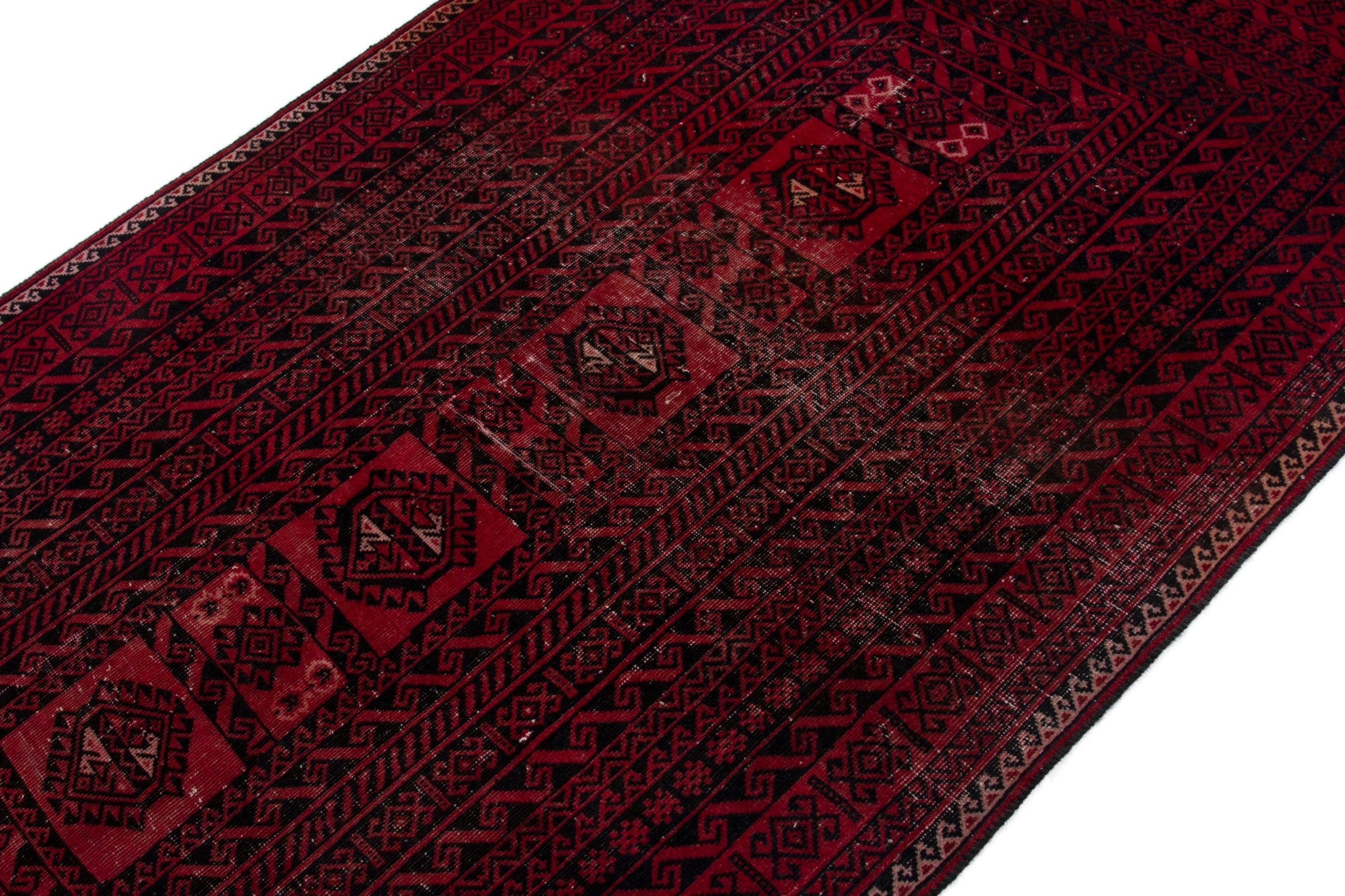 Persian Baluch area rug in burgundy and deep red, view 6 of 18