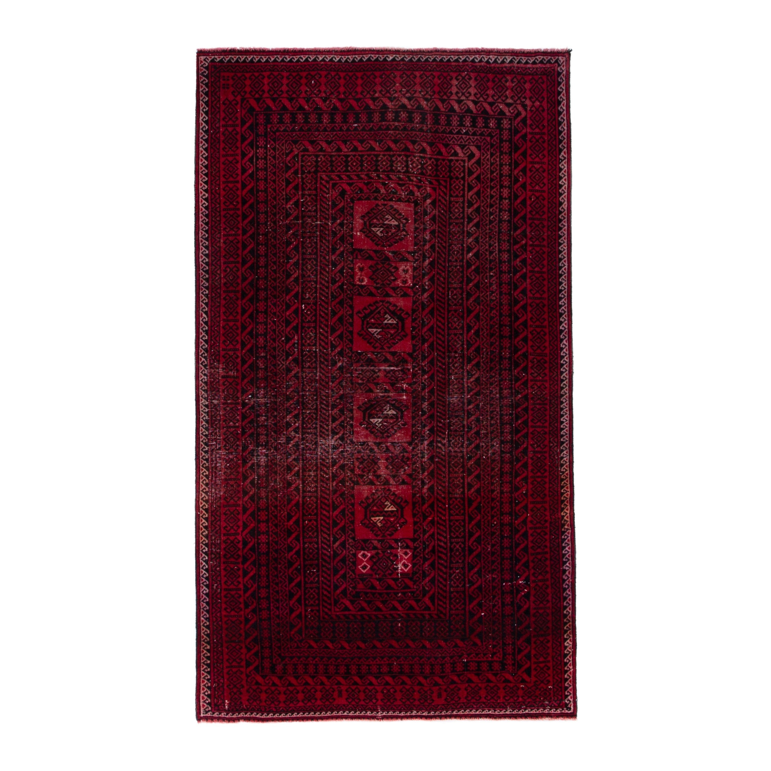 Persian Baluch area rug in burgundy and deep red, 3'10" x 6'9"