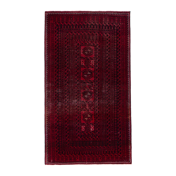Persian Baluch area rug in burgundy and deep red, 3'10" x 6'9"