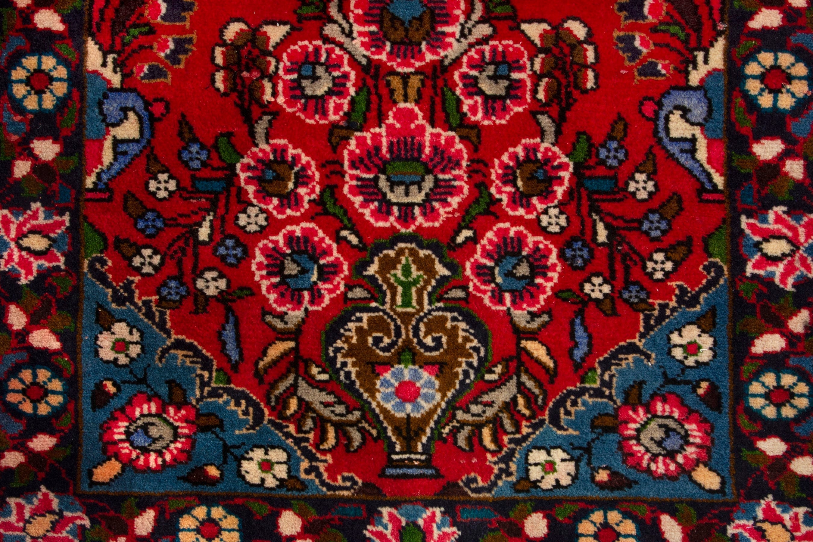 Persian Lilihan accent rug in deep red and dark brown, view 11 of 17