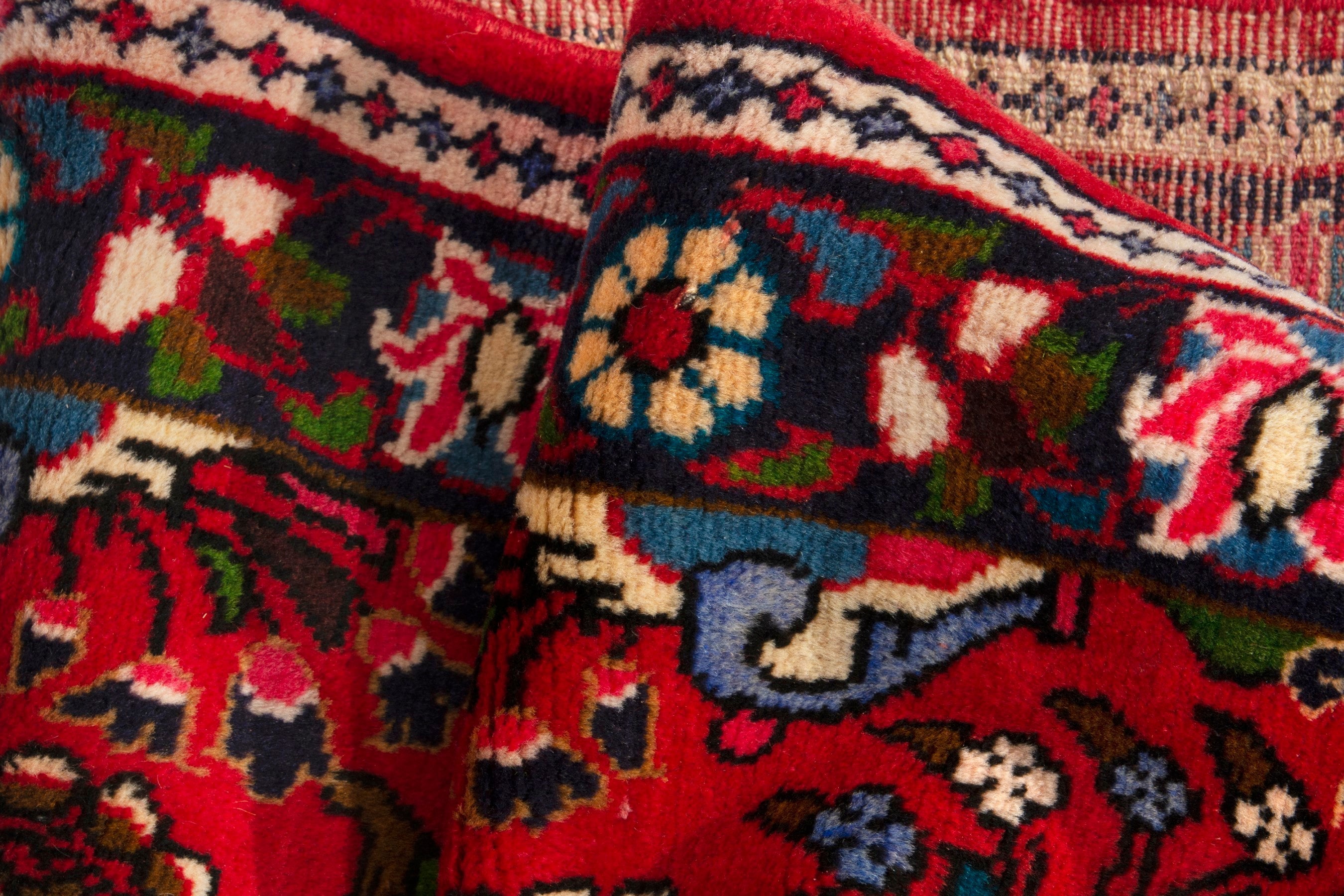 Persian Lilihan accent rug in deep red and dark brown, view 15 of 17