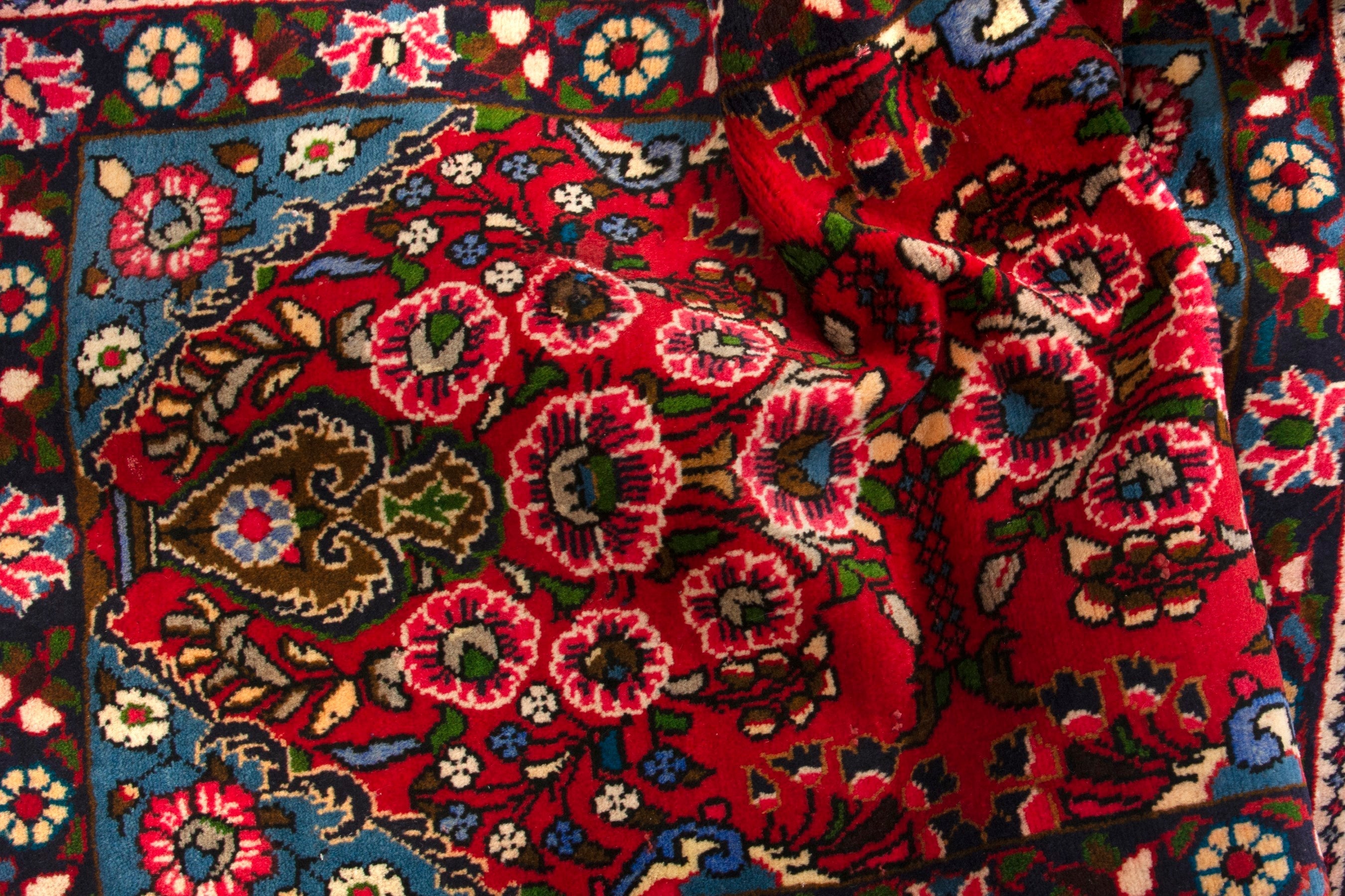 Persian Lilihan accent rug in deep red and dark brown, view 16 of 17