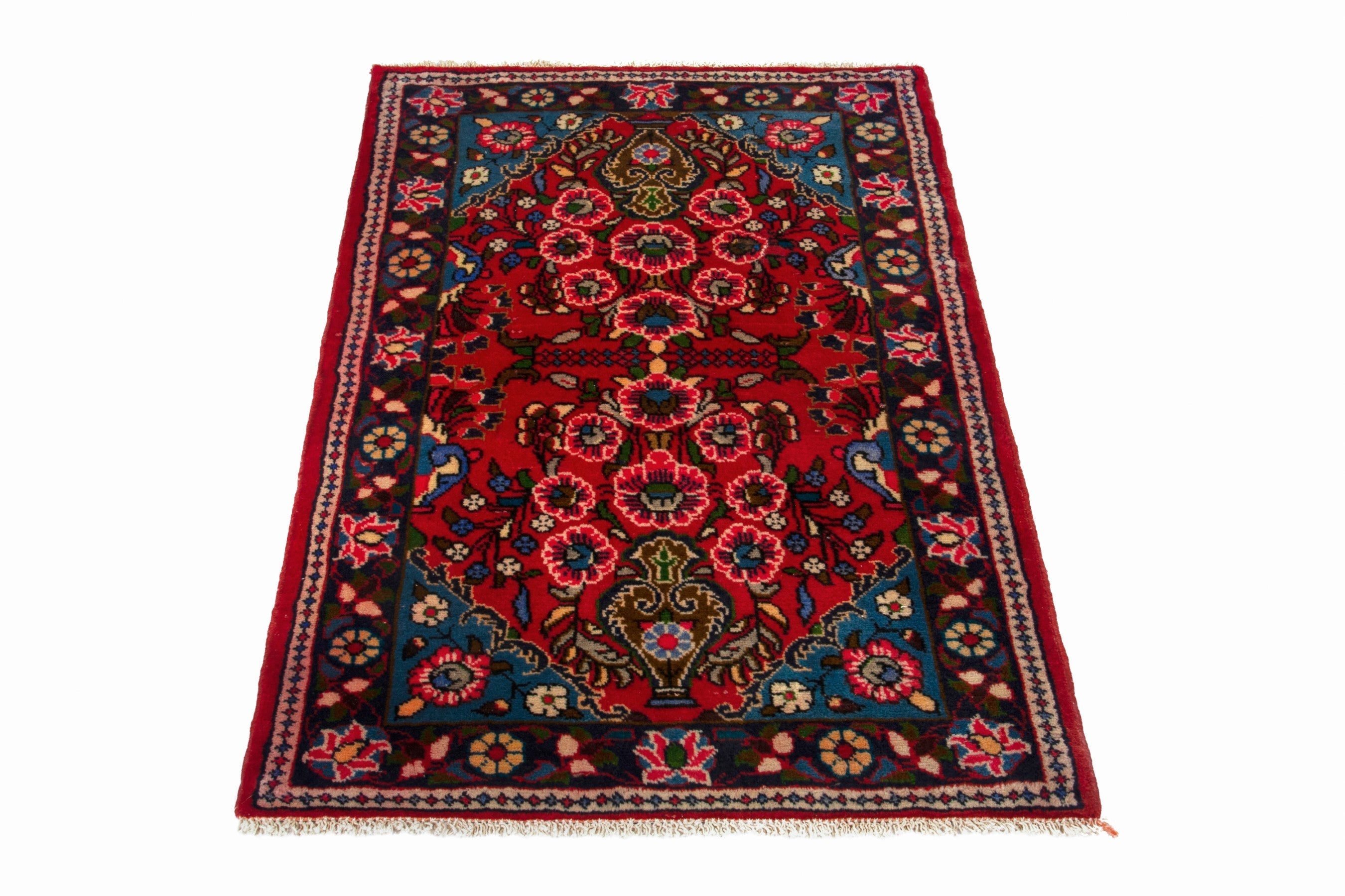Persian Lilihan accent rug in deep red and dark brown, view 2 of 17