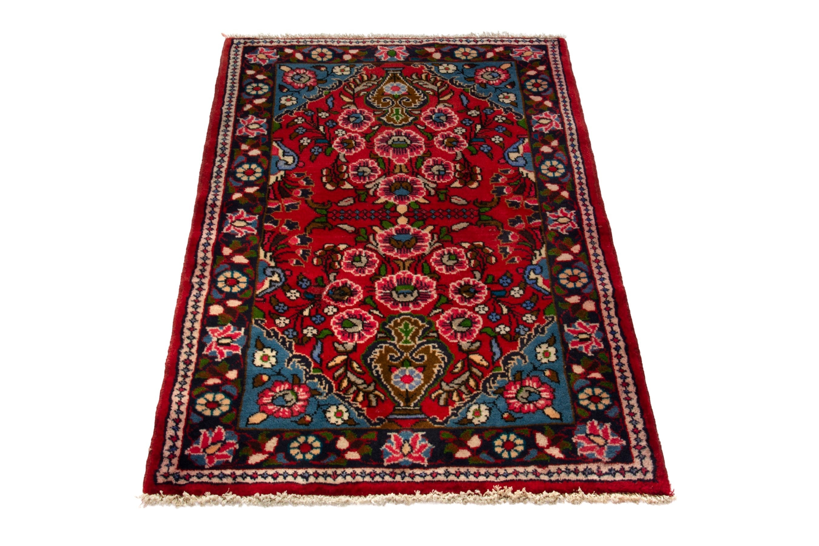 Persian Lilihan accent rug in deep red and dark brown, view 3 of 17