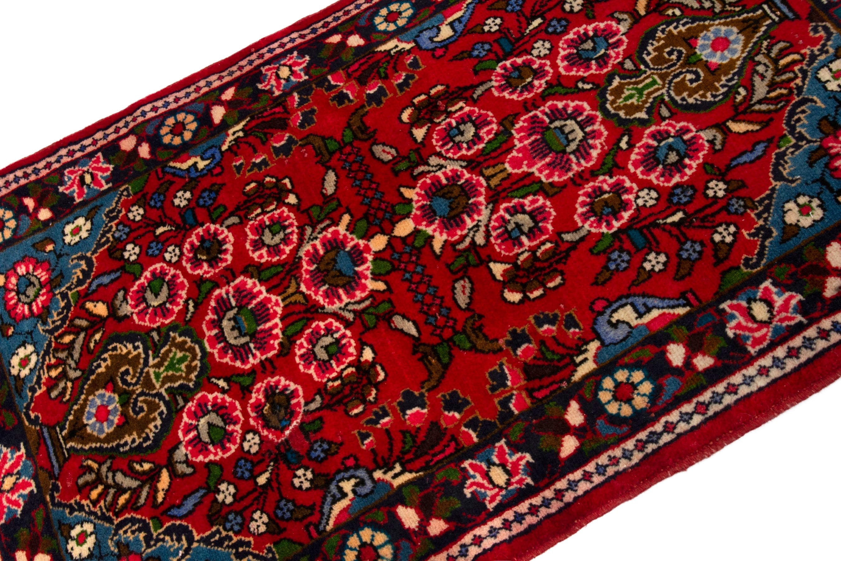 Persian Lilihan accent rug in deep red and dark brown, view 6 of 17