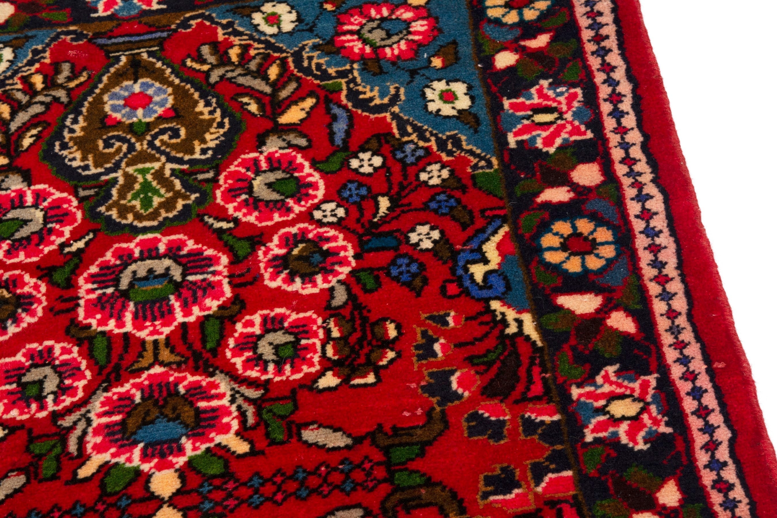 Persian Lilihan accent rug in deep red and dark brown, view 9 of 17