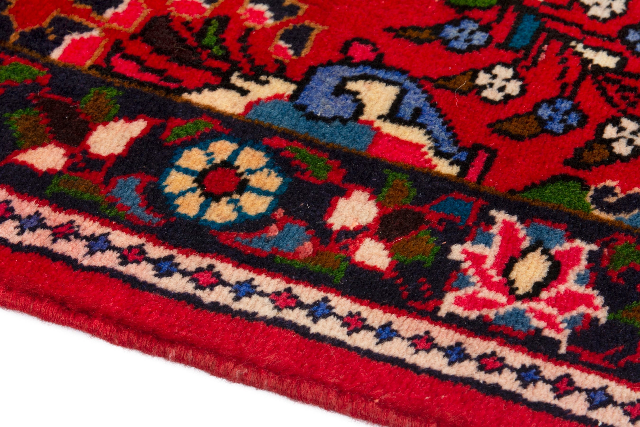 Persian Lilihan accent rug in deep red and dark brown, view 5 of 17
