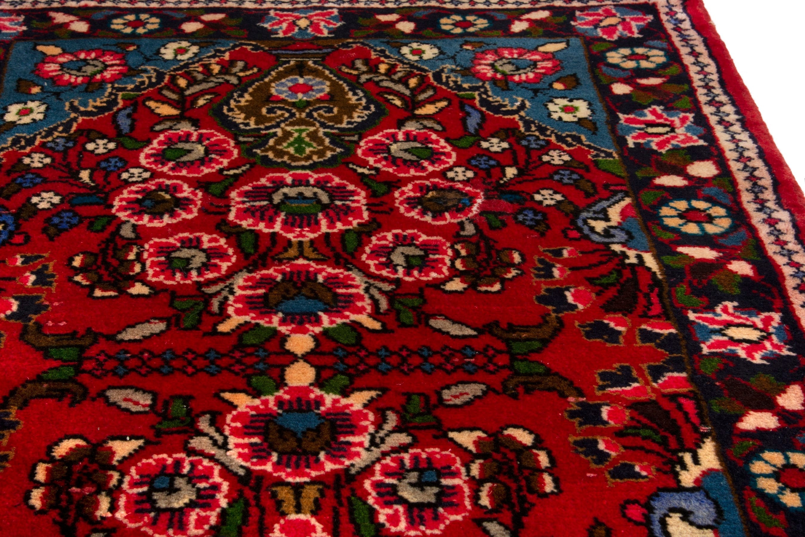 Persian Lilihan accent rug in deep red and dark brown, view 7 of 17
