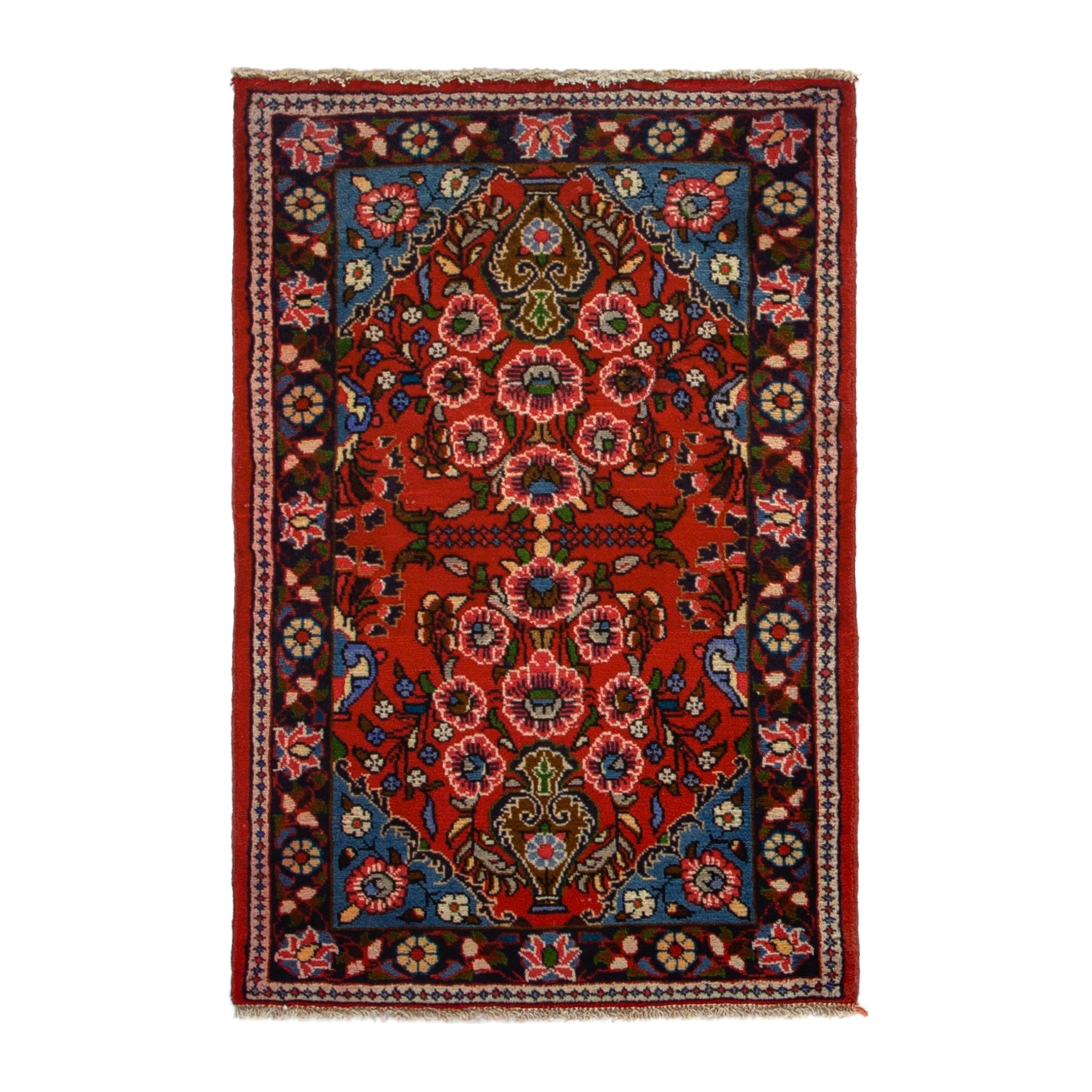 Persian Lilihan accent rug in deep red and dark brown, 2'9" x 4'1"