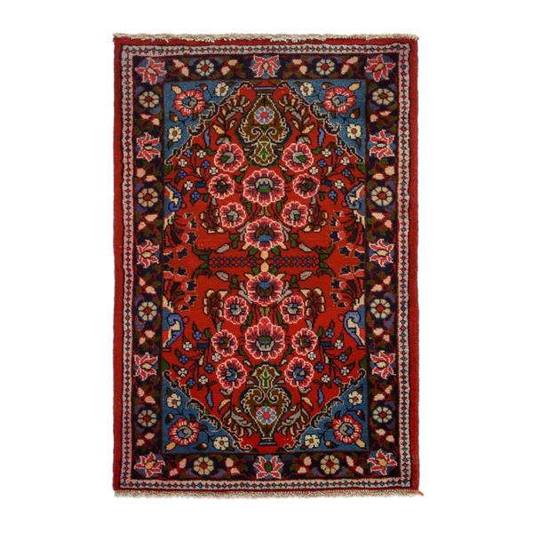 Persian Lilihan accent rug in deep red and dark brown, 2'9" x 4'1"