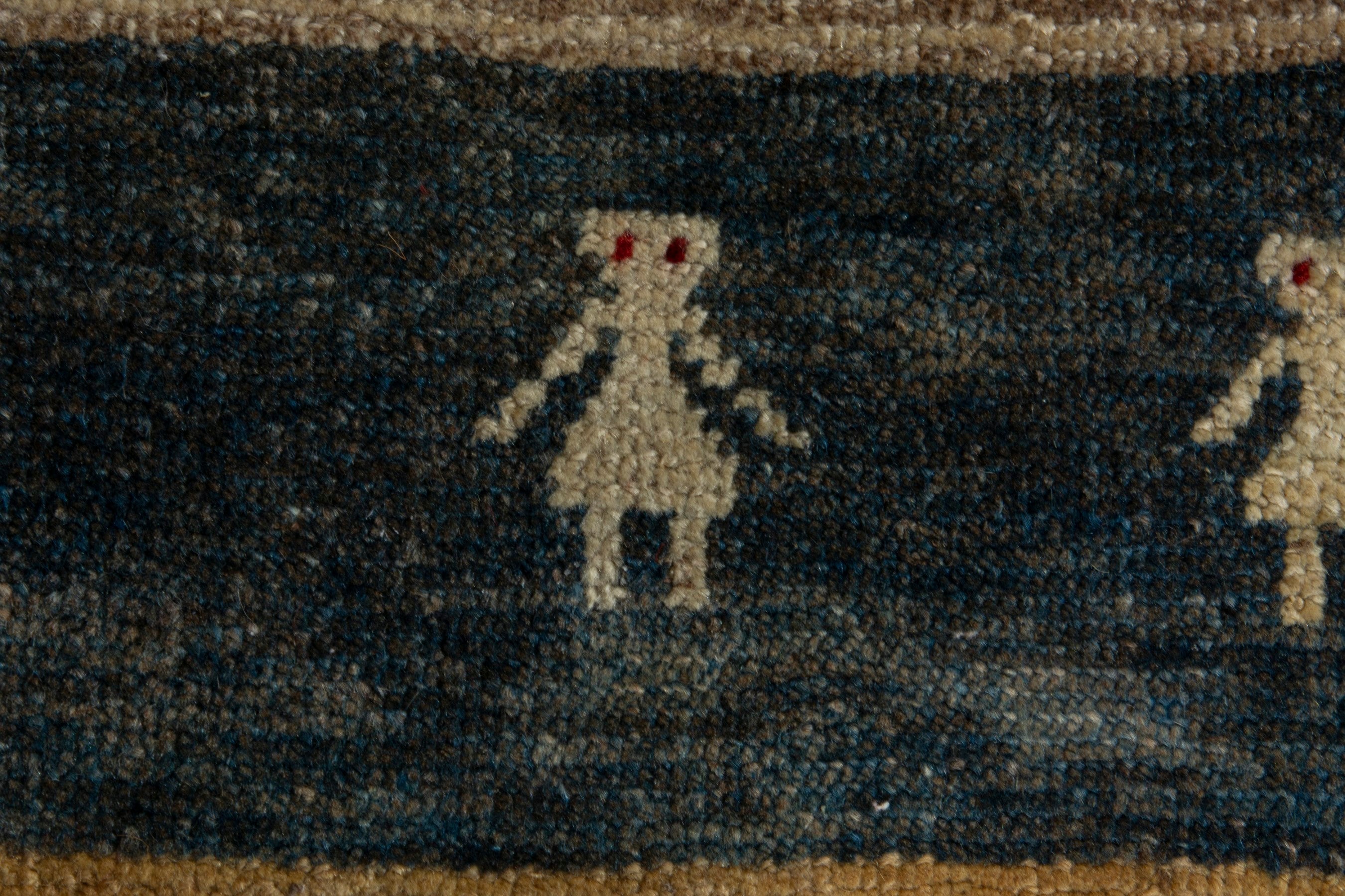 Persian Gabbeh accent rug in deep red and dark blue, view 10 of 16