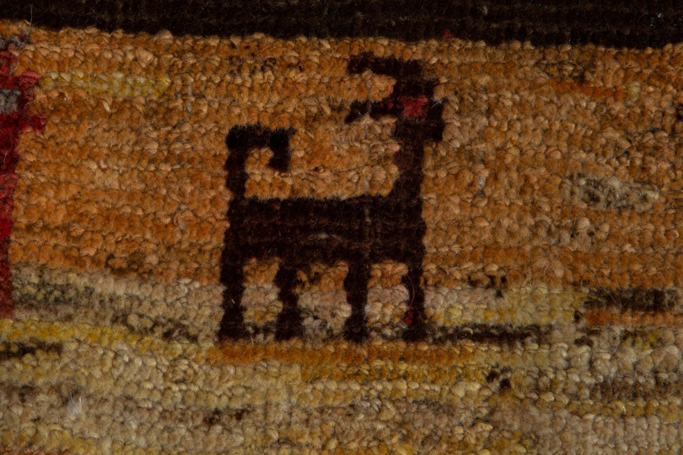 Persian Gabbeh accent rug in deep red and dark blue, view 13 of 16