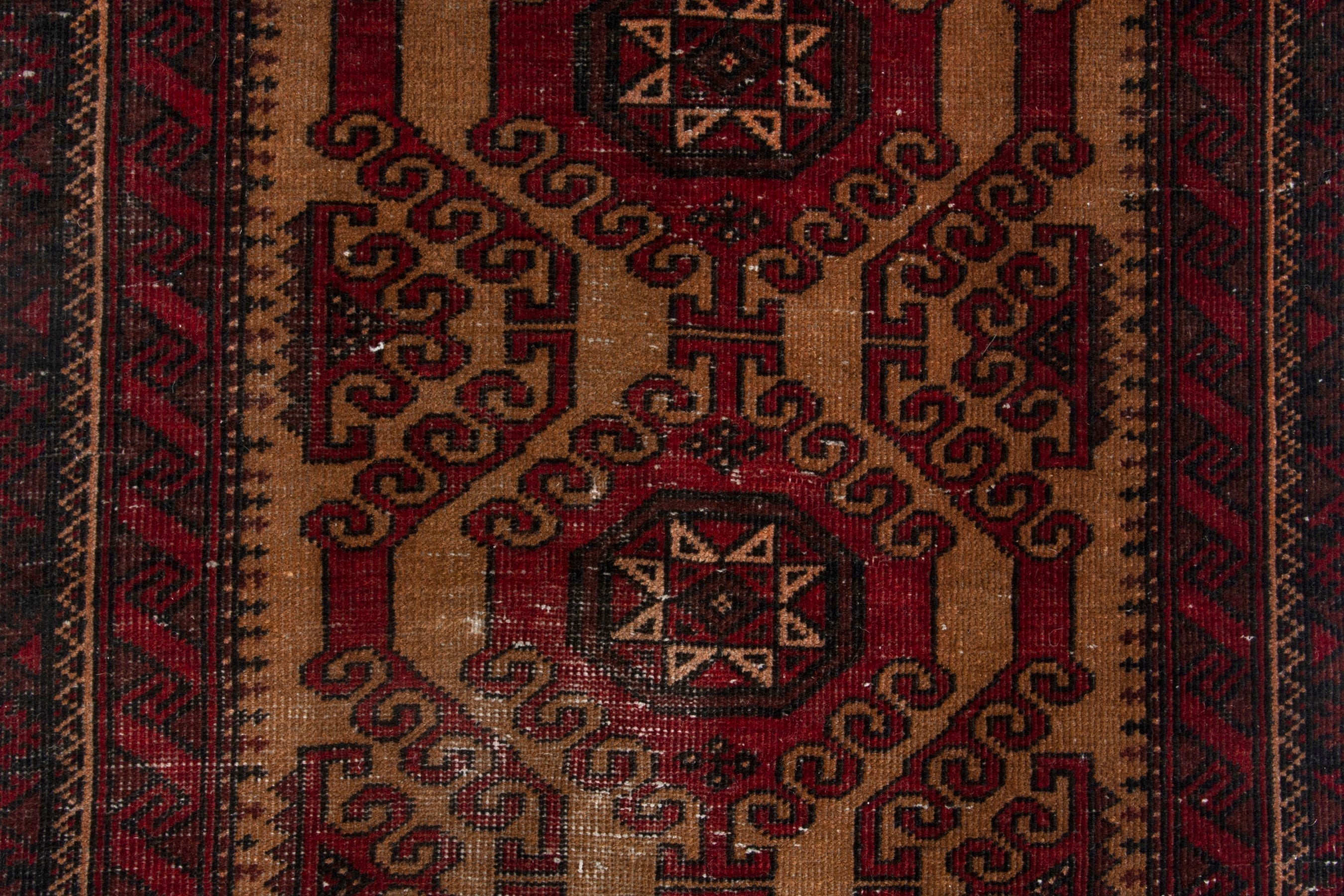 Persian Baluch accent rug in burgundy and deep red, view 11 of 17