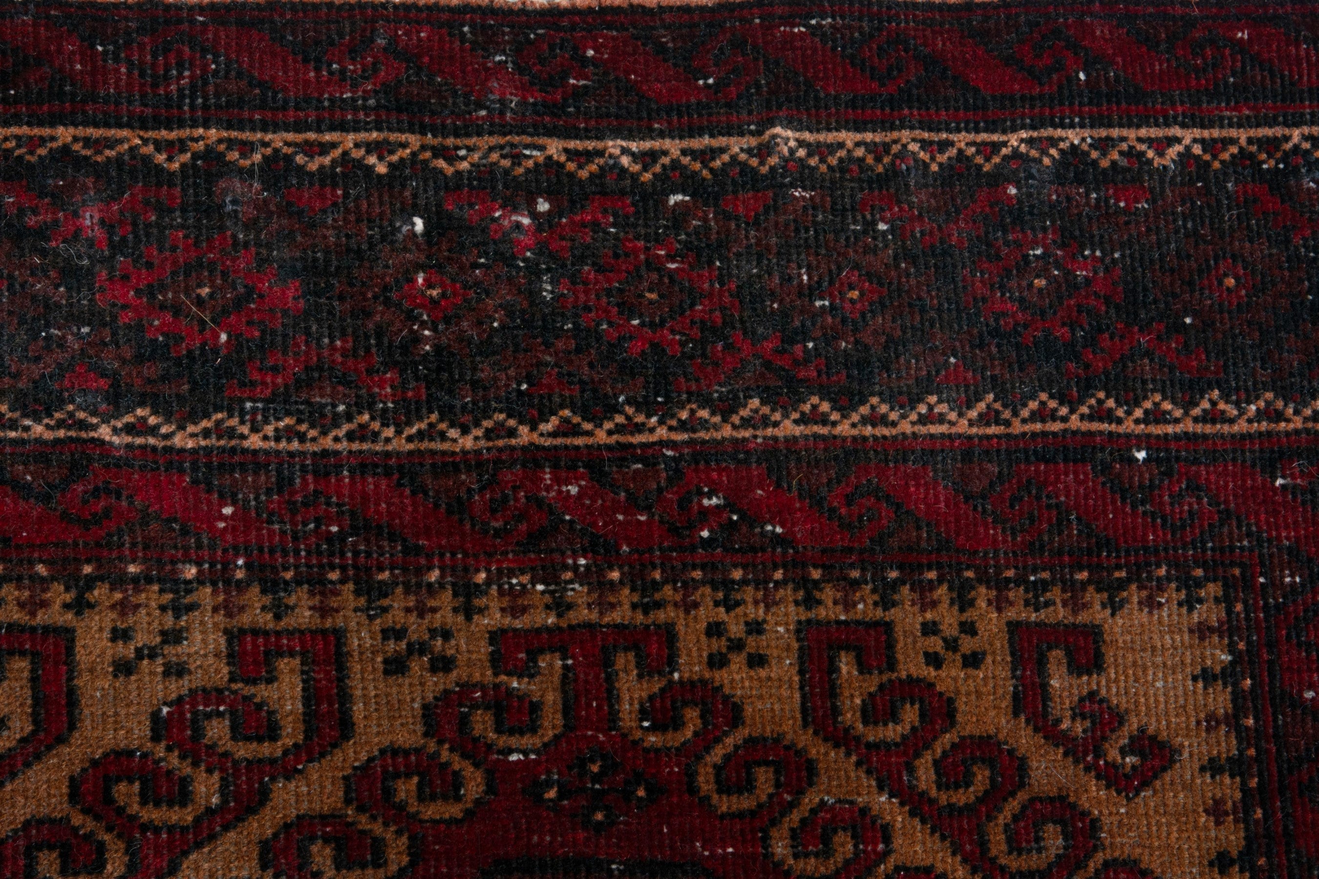 Persian Baluch accent rug in burgundy and deep red, view 13 of 17