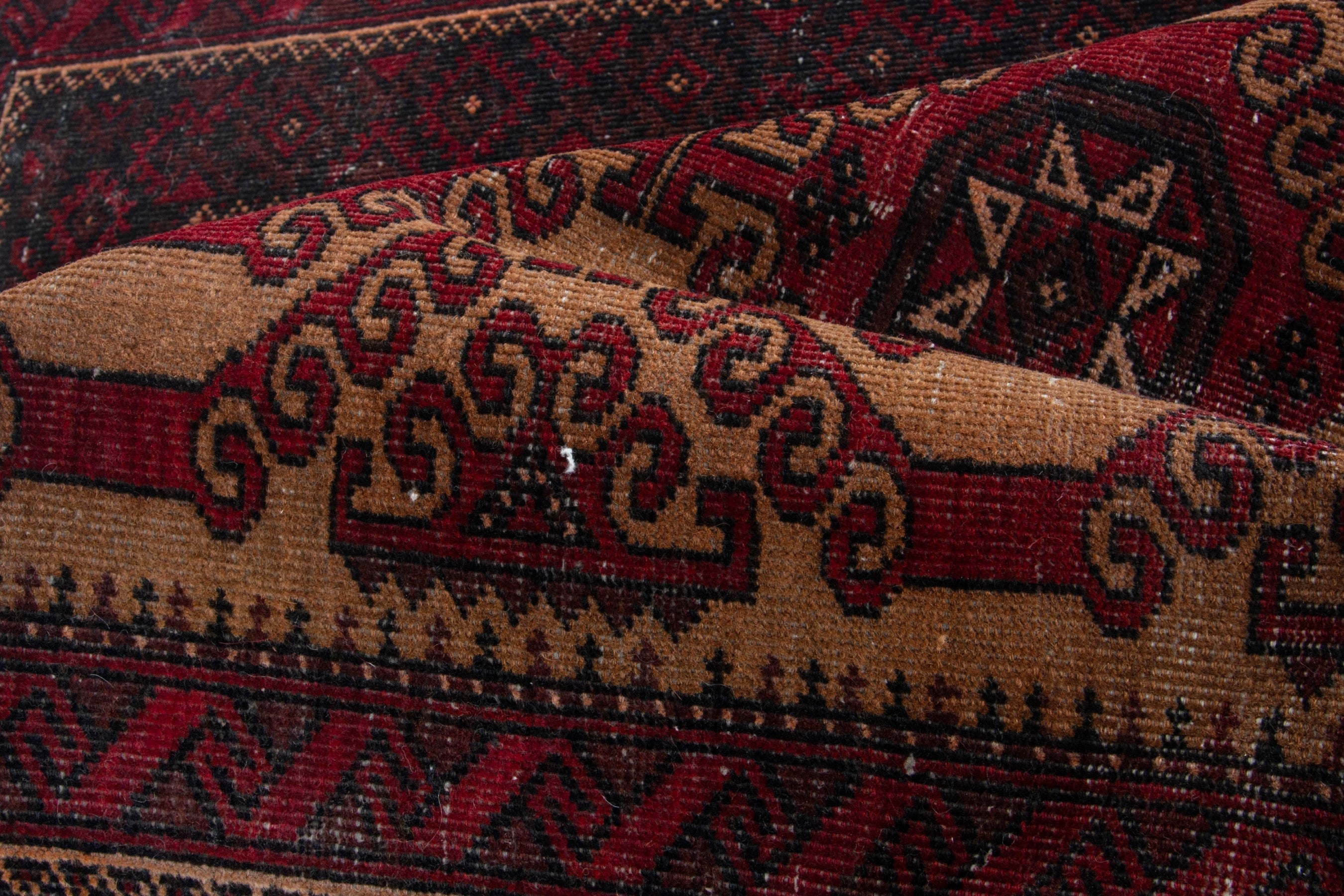 Persian Baluch accent rug in burgundy and deep red, view 14 of 17