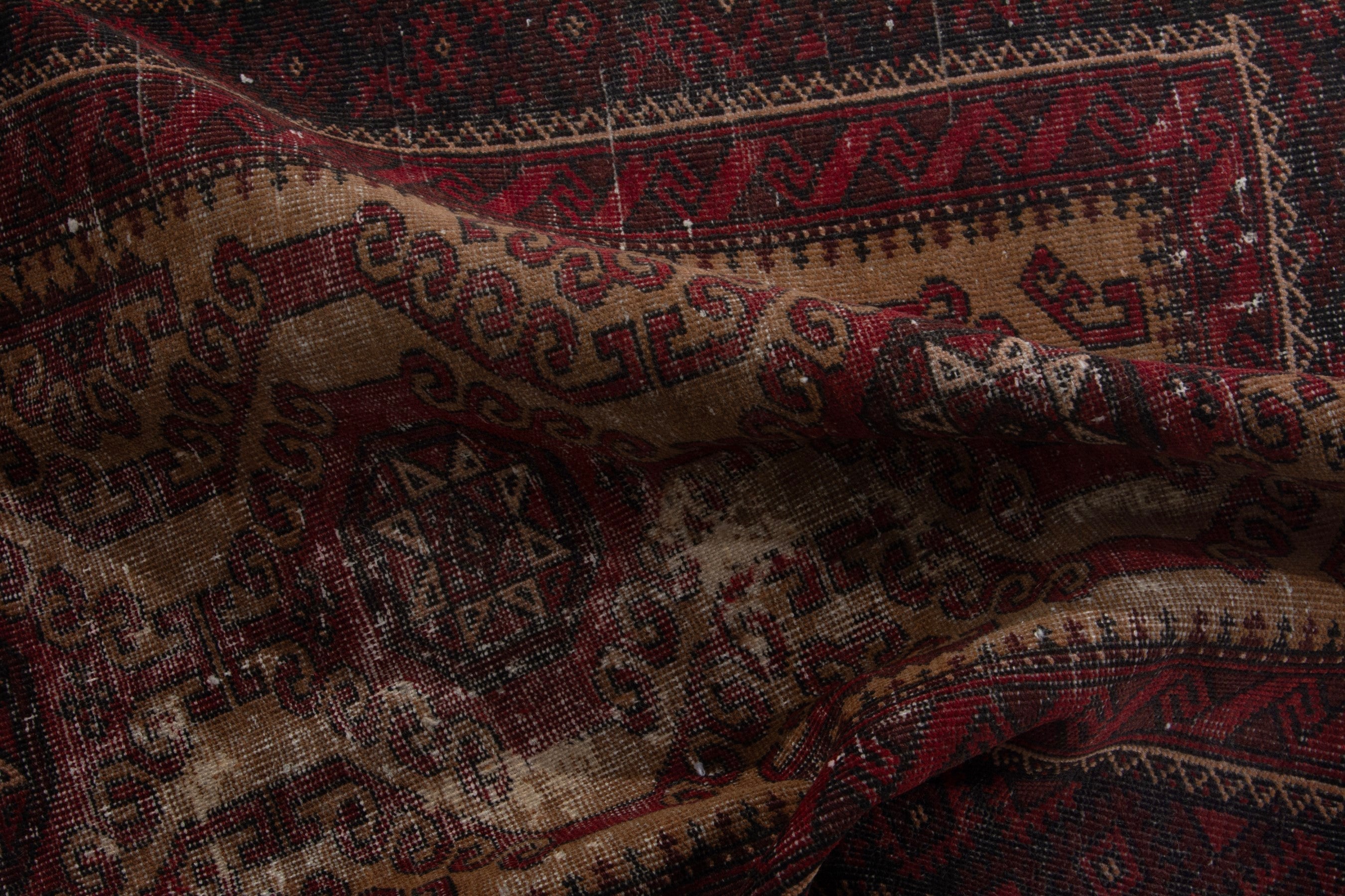 Persian Baluch accent rug in burgundy and deep red, view 15 of 17